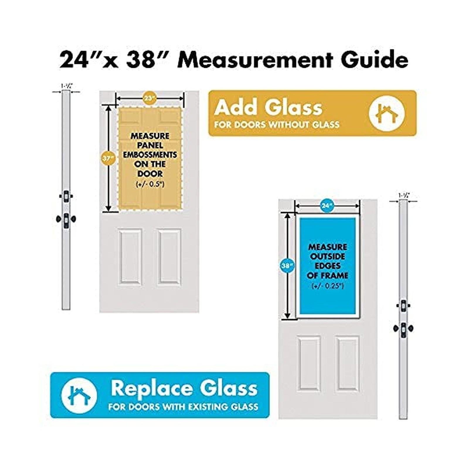 ODL Venting Entry Door Glass Replacement for Home Improvement – 24″ x 38″ Ext…