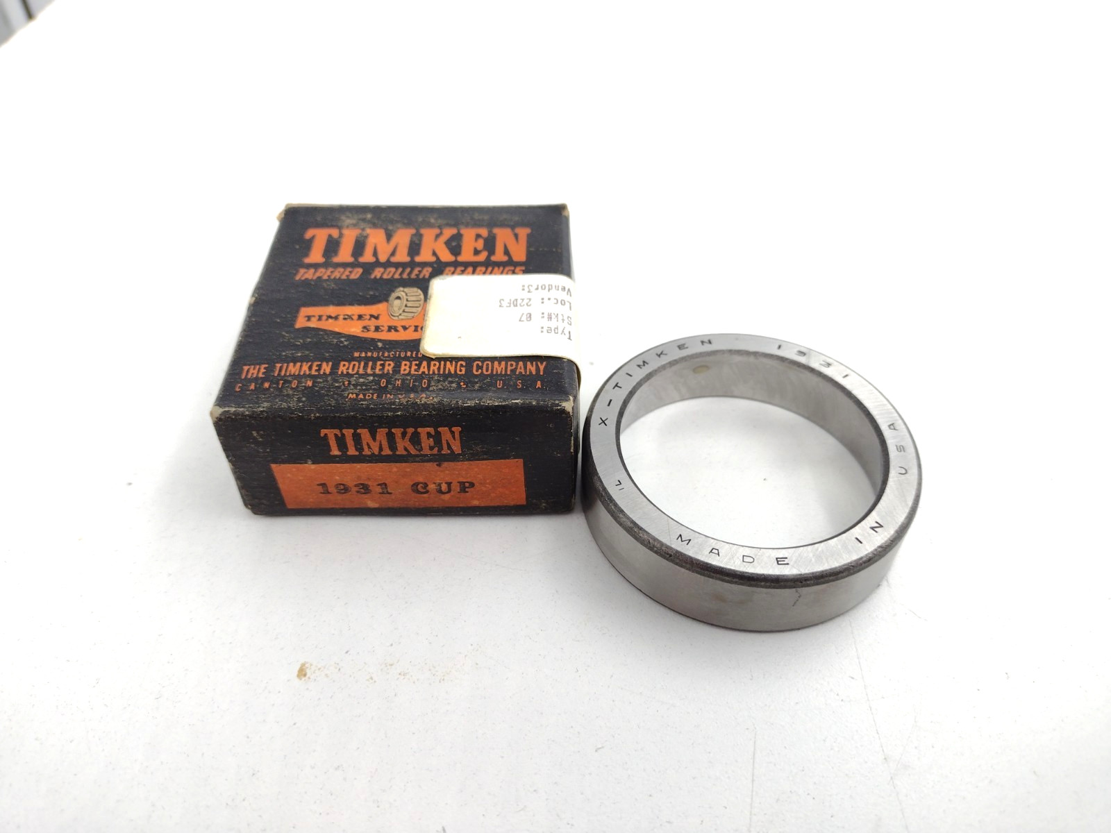 Timken 1931 Tapered Roller Bearing Cup 2.3750 inch OD