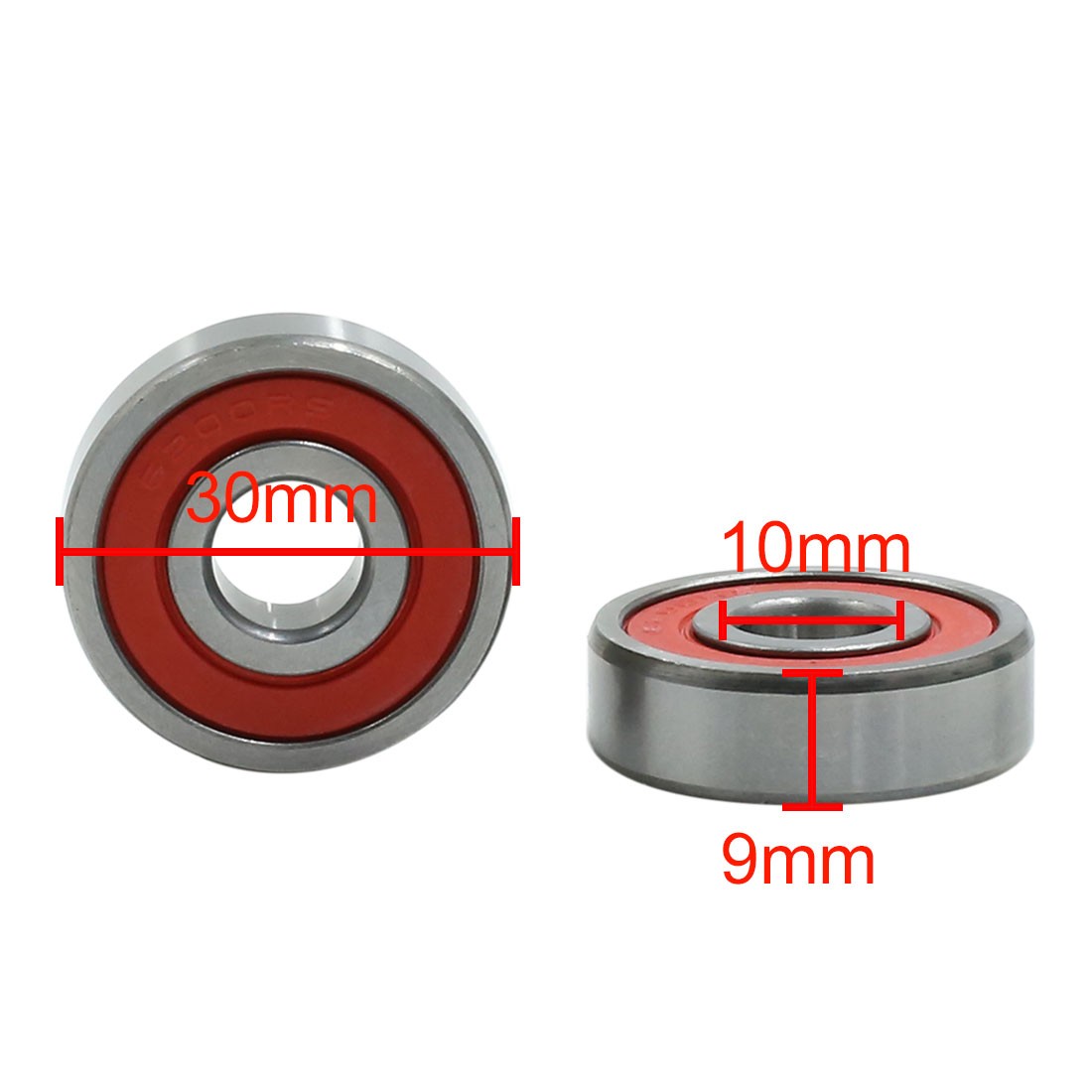 5PCS 6200RS Deep Groove Ball BearingS Double Sealed 10mm x 30mm x 9mm
