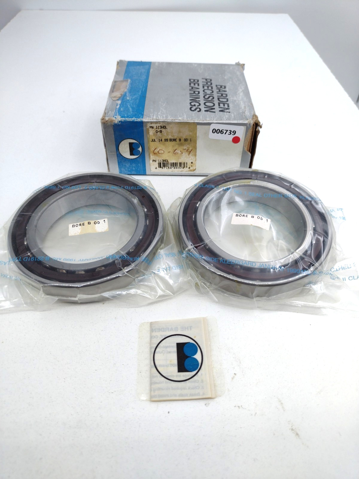 *** Barden 113HDL Angular Contact Bearing 65mm Bore (2 pcs/1 set)
