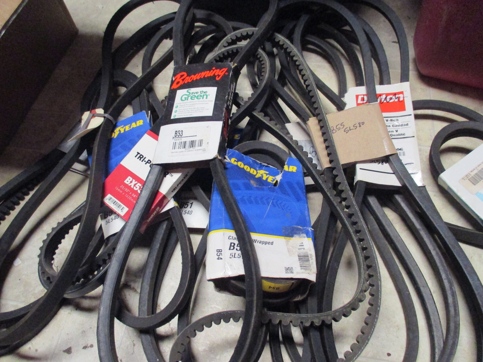 Various ” B, BX ” Series V-Belts, Mower and Industrial, 5/8 size Various Mfgs