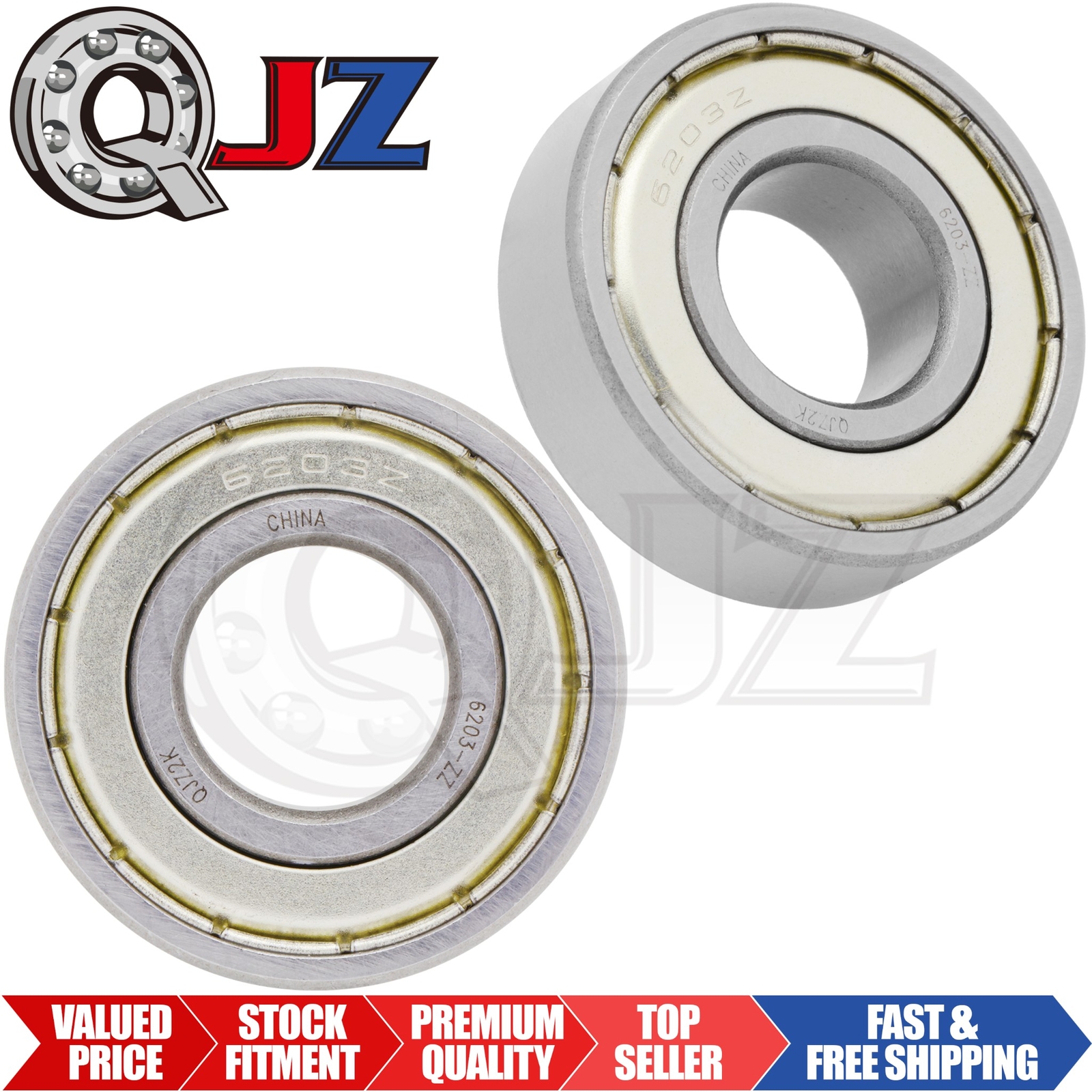 [Qty.2] New 6203-ZZ Radial/Deep Groove Ball Bearing [17mm ID x 40mm OD x 12mm W]