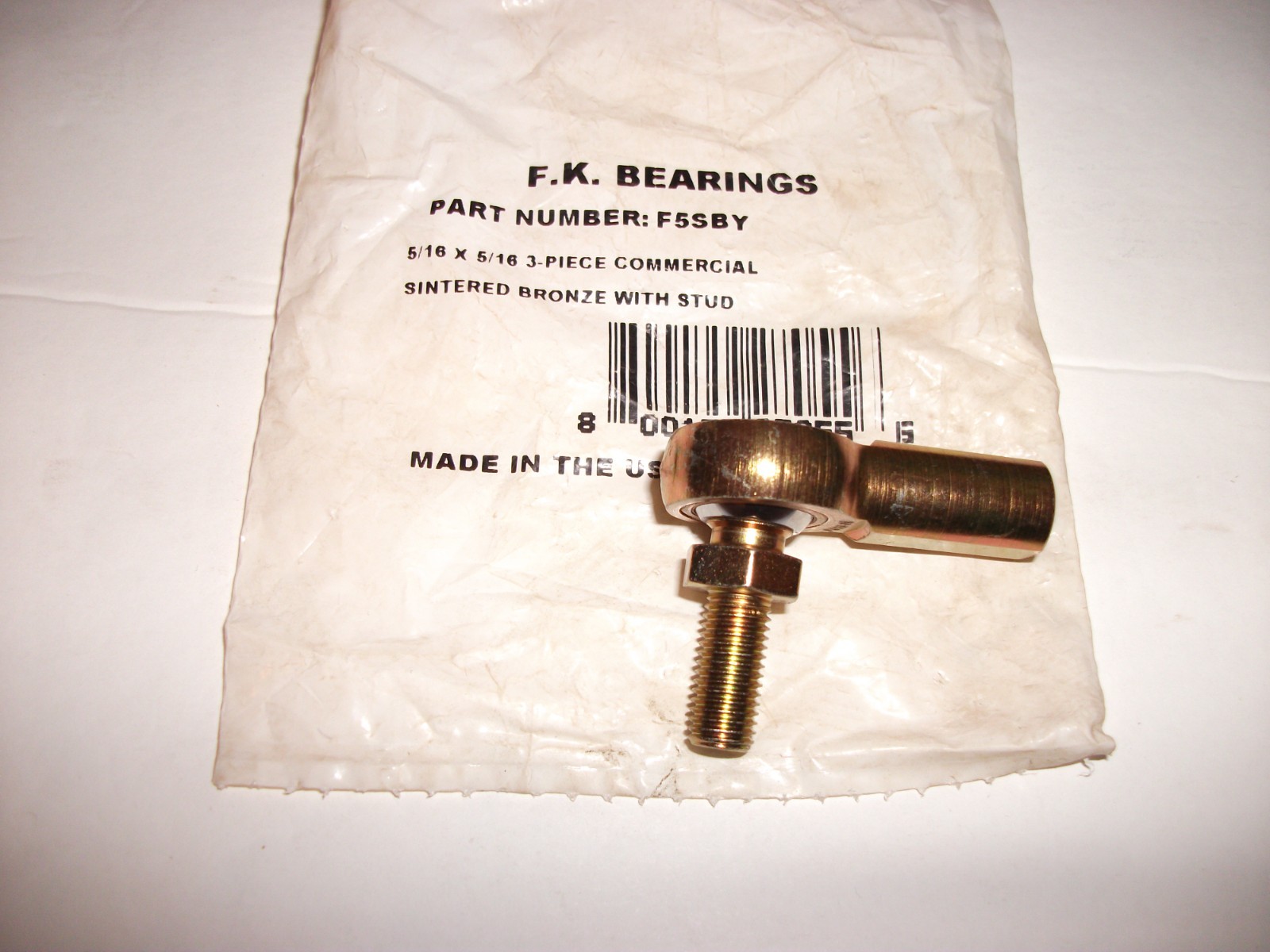 F.K. Bearings #F5SBY 5/16 x 5/16 Sintered Bronze with Stud Rod End ~ NIP