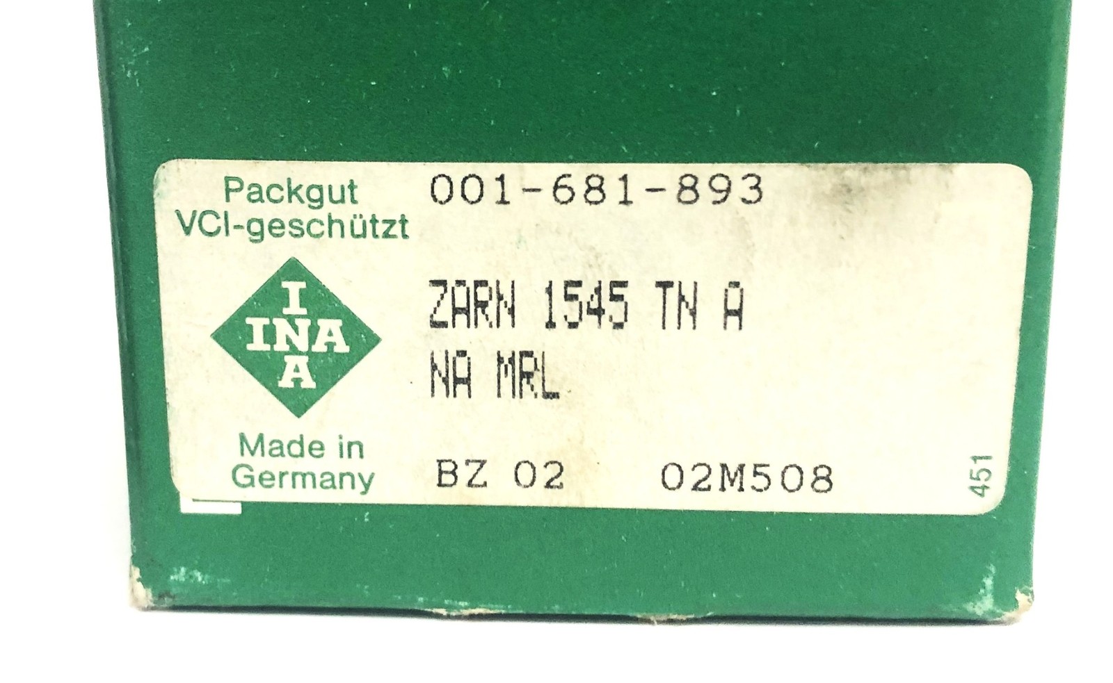 INA Needle Roller Bearing ZARN-1545-TN-A NOS