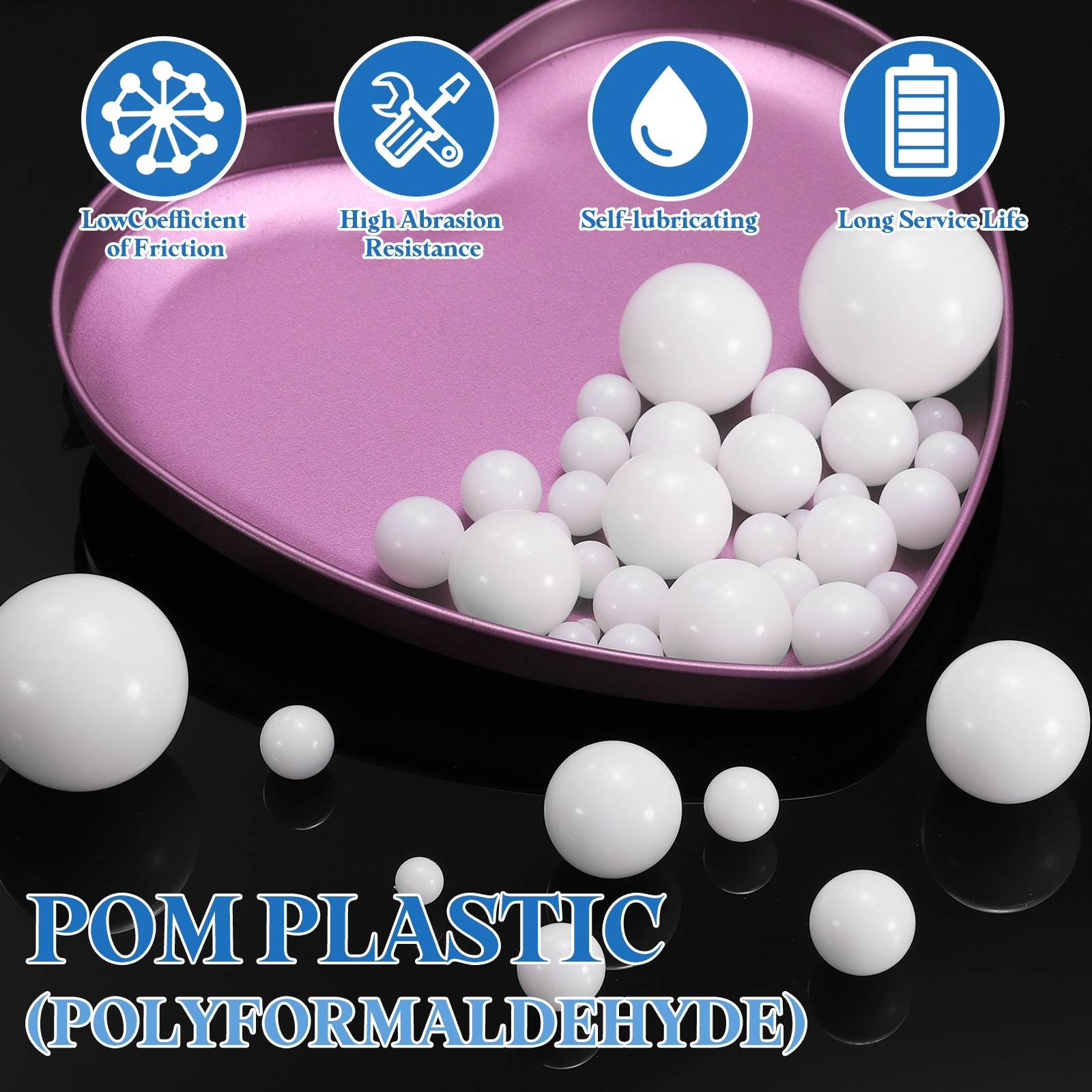 100pcs POM Bearing Balls 1/4″ 6.35mm Solid Plastic Bearing Ball