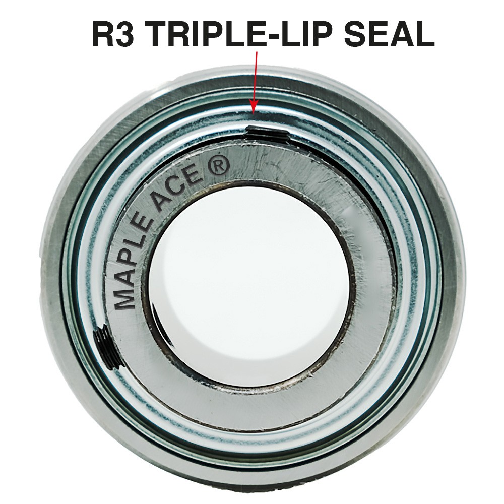 UC209-28 Insert Bearing 1-3/4″ Bore, Spherical OD, R3 Seal, Set Screws,Lube Hole