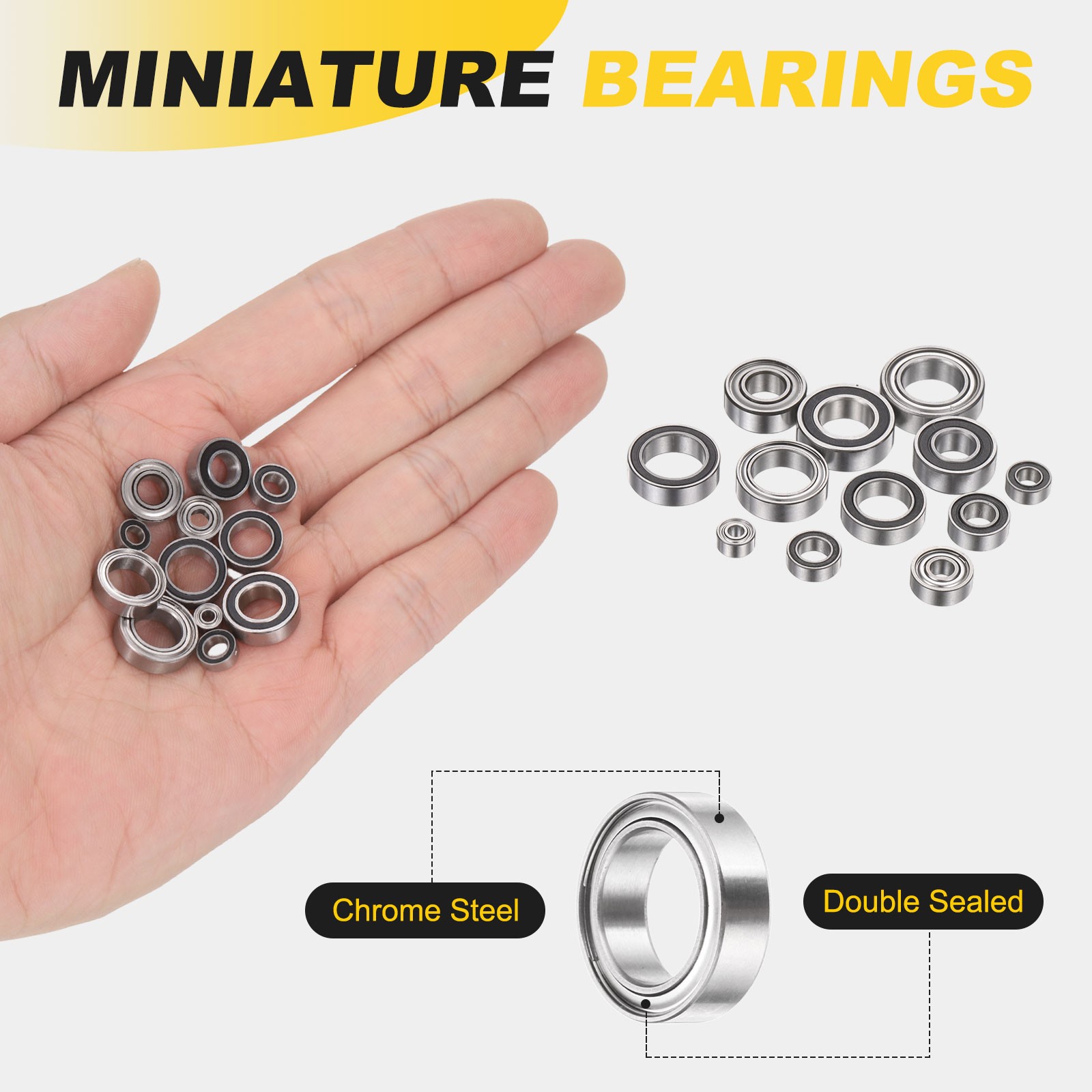 2Pcs SMR128ZZ Deep Groove Ball Bearings 8x12x3.5mm 440C Double Sealed Bearing