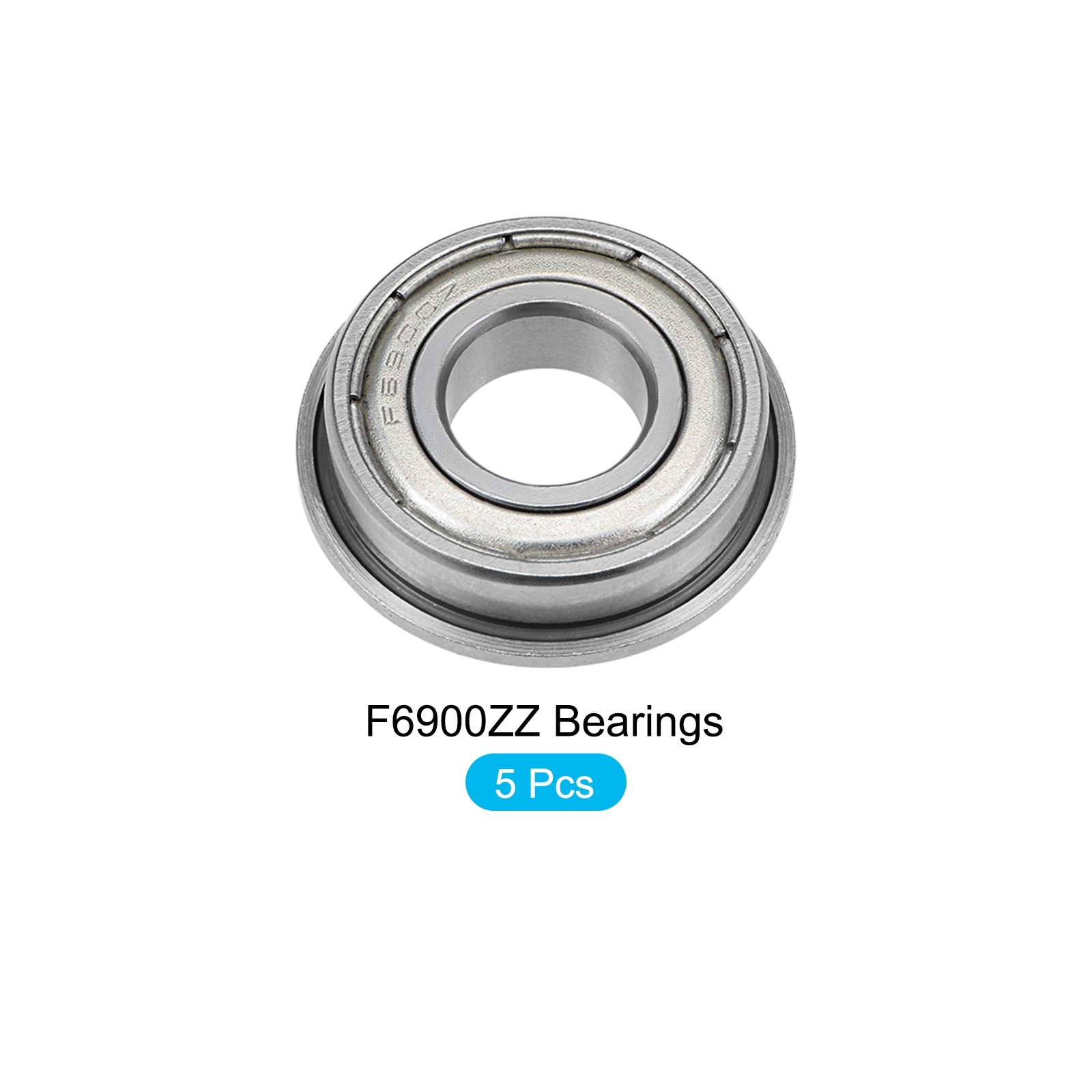 5Pcs Chromium Steel Shielded Flange Ball Bearing F6900ZZ, 10mm x 22mm x 6mm