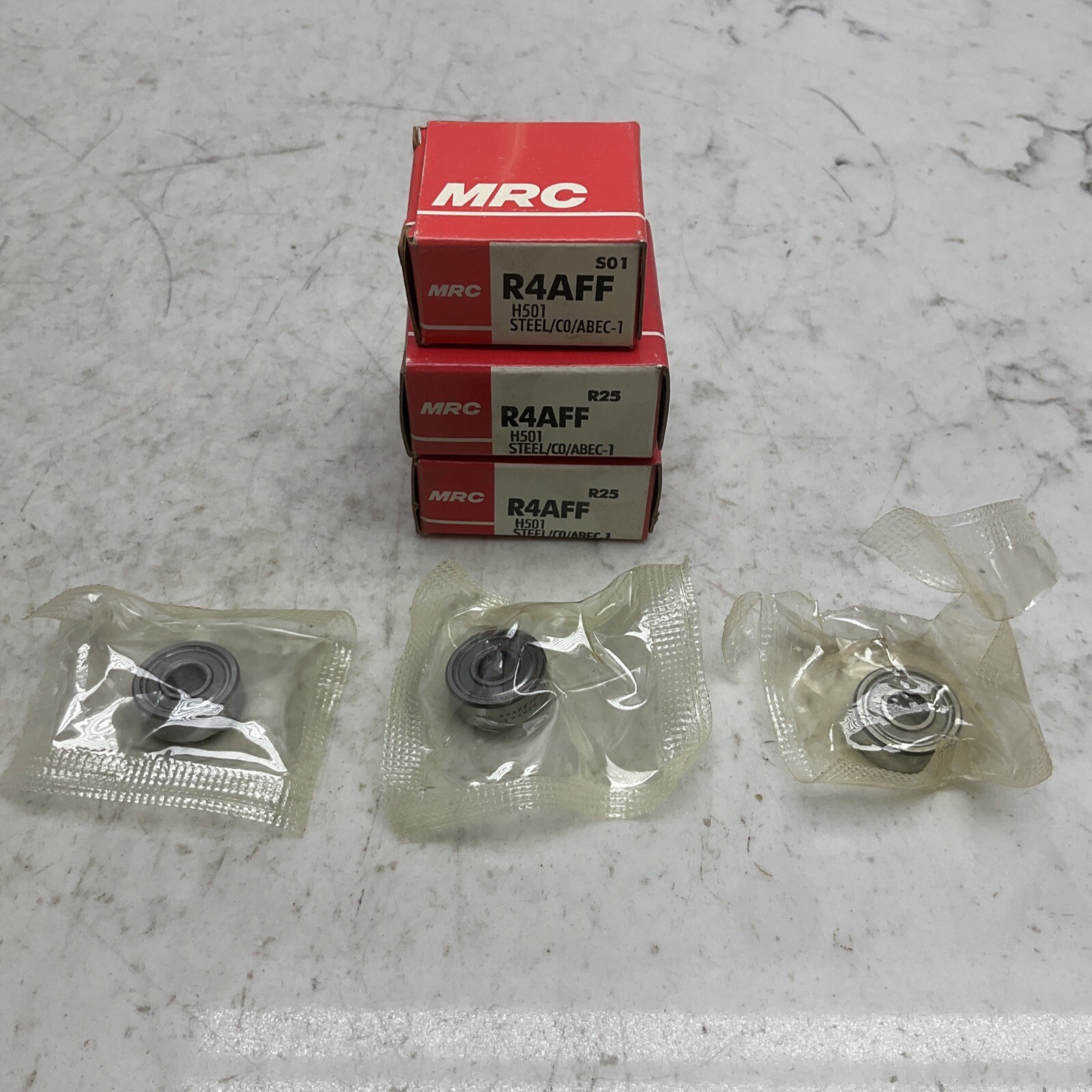 3 Pack MRC R4AFF Deep Groove Ball Bearing .25” ID .75” OD .2812” Width Steel
