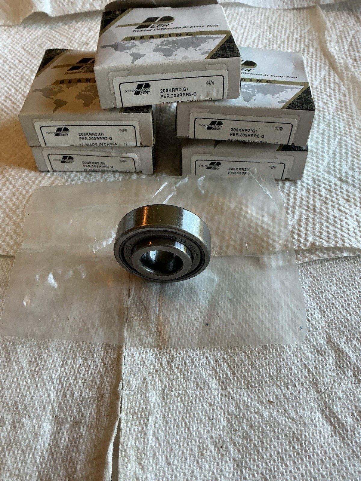(5) PEER # 203KRR2(G) / RADIAL BALL BEARING, SHIELDED BOTH SIDES.