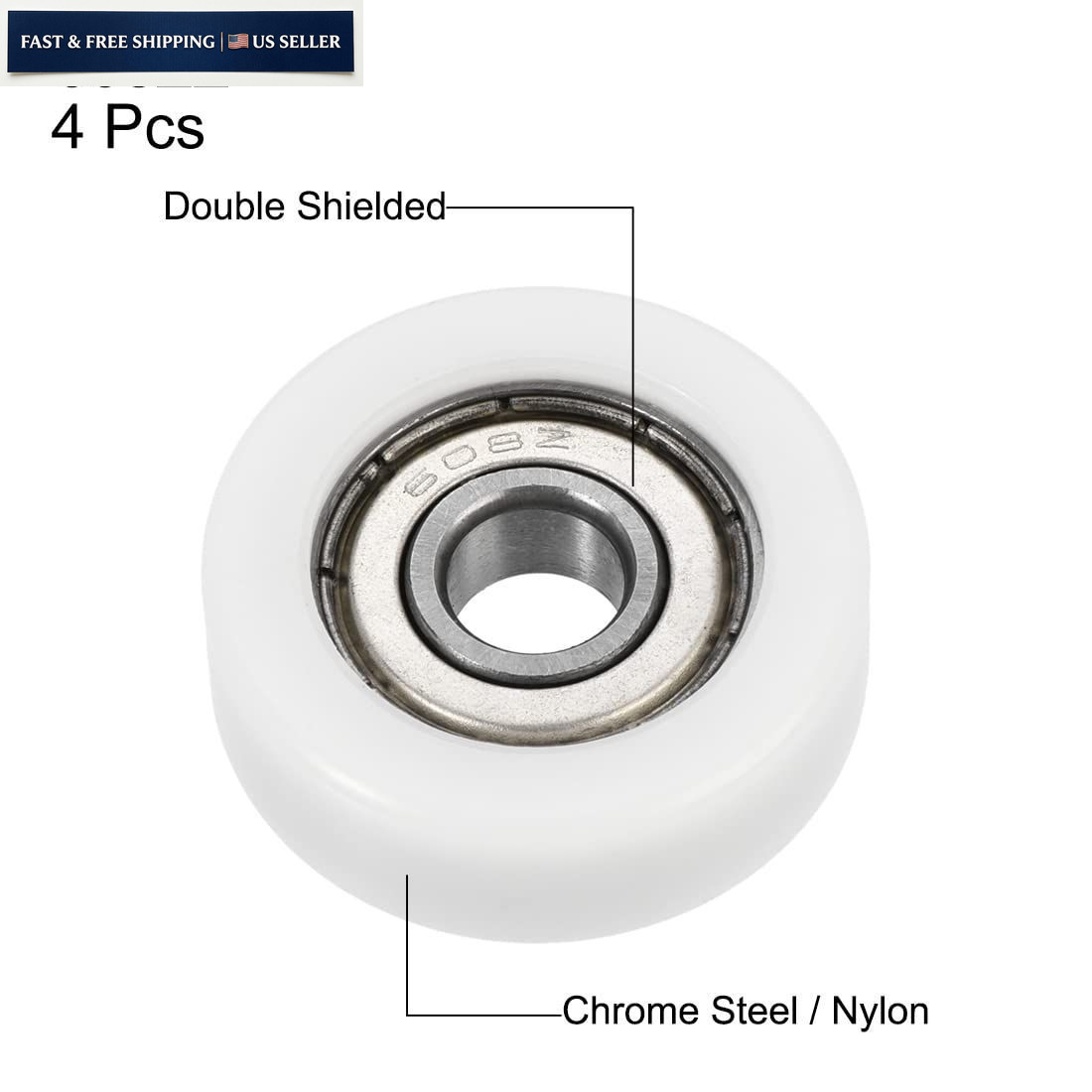 uxcell 608ZZ Ball Bearing Guide Pulley Roller Round Wheel 8x30x10mm