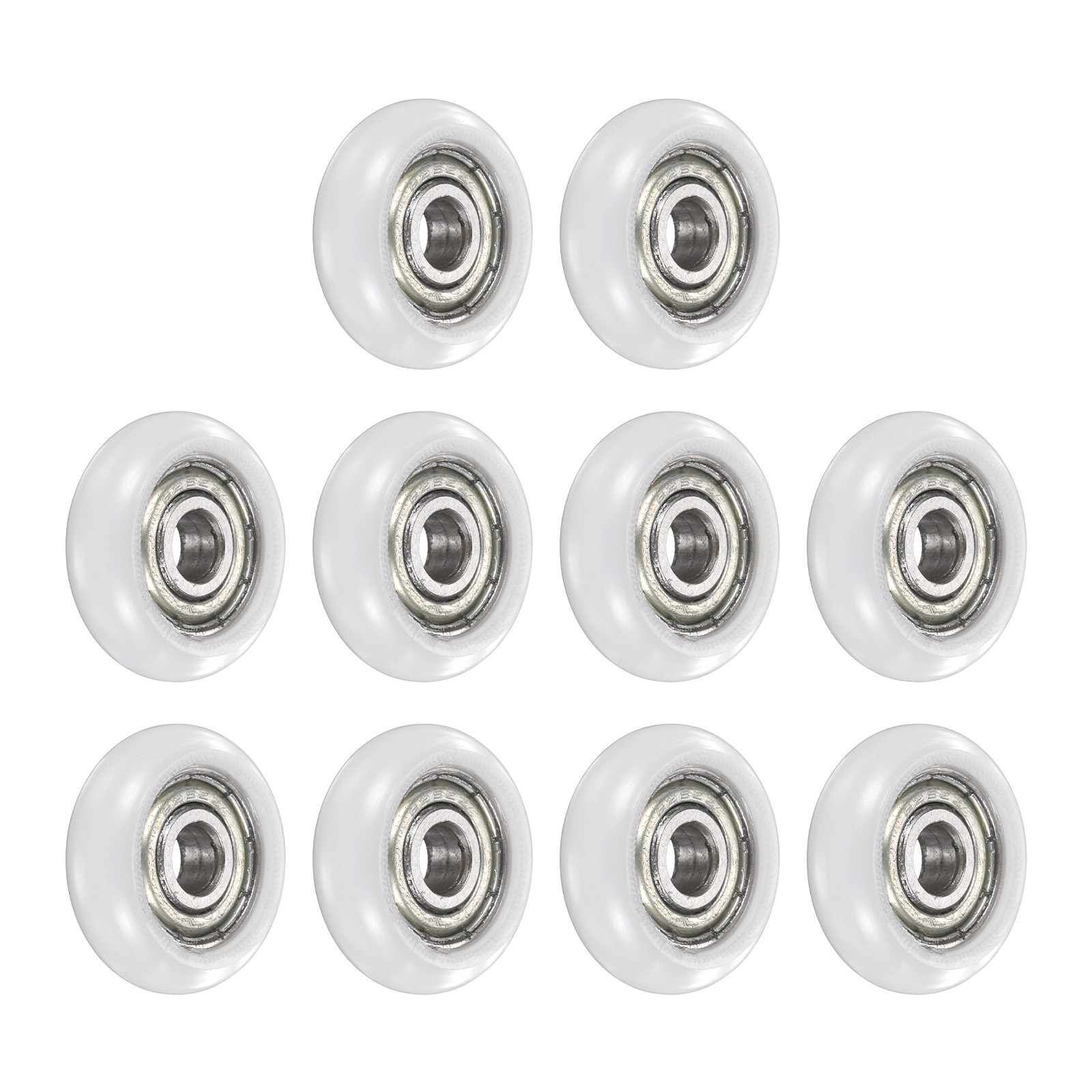 10Pcs 5×21.5x7mm Metal Shielded (GCr15) Chrome Steel Bearing+POM Guide, White