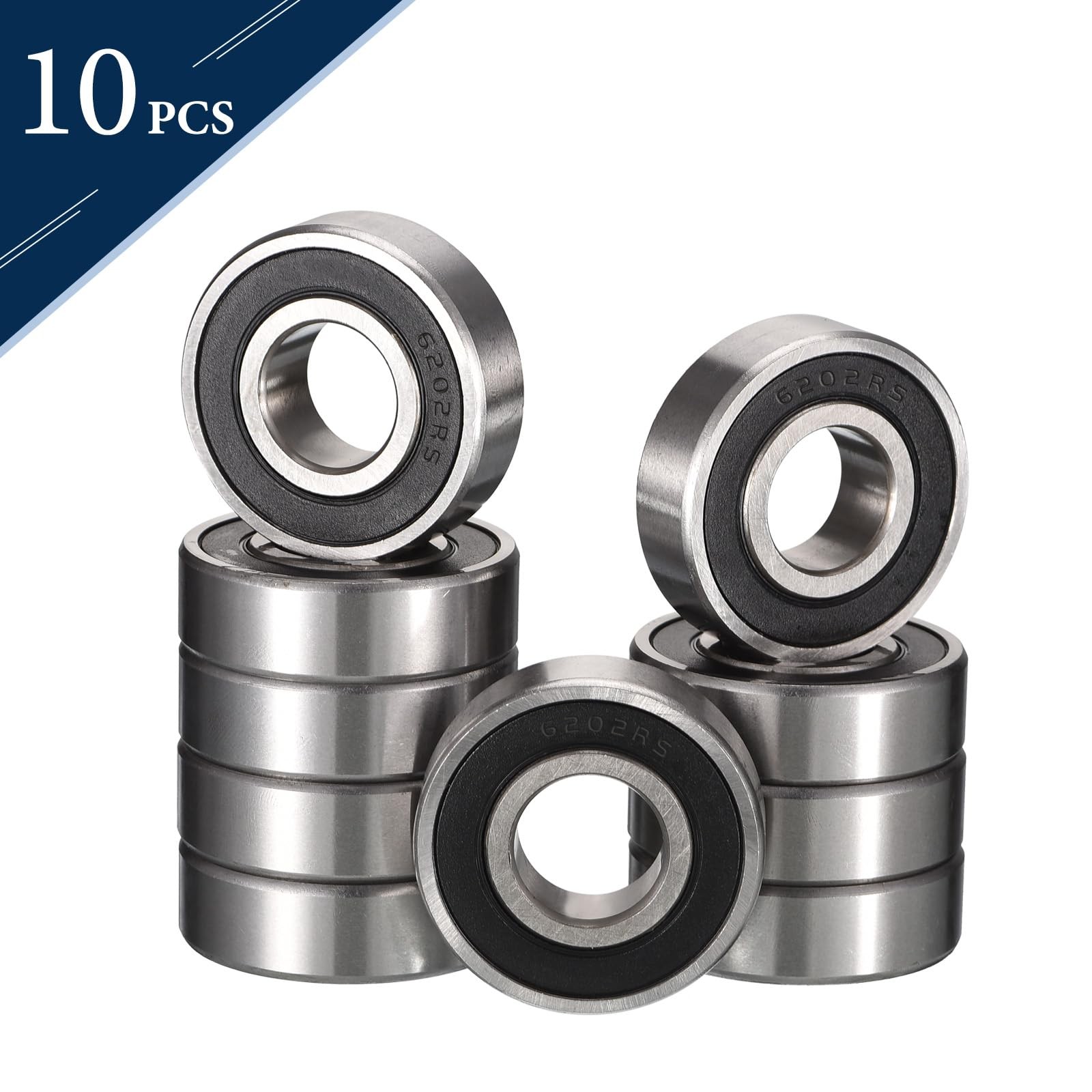 HiPicco 6202-12-2RS Deep Groove Bearings, ID 12mm x OD 35mm x Width 11mm…