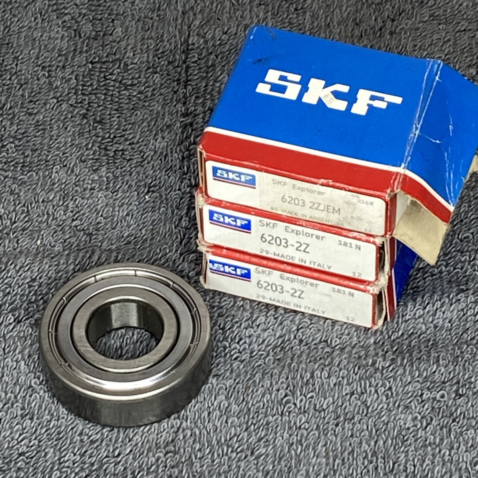 (3) SKF 6203-2Z Shielded Deep Groove Ball Bearing New Old Stock