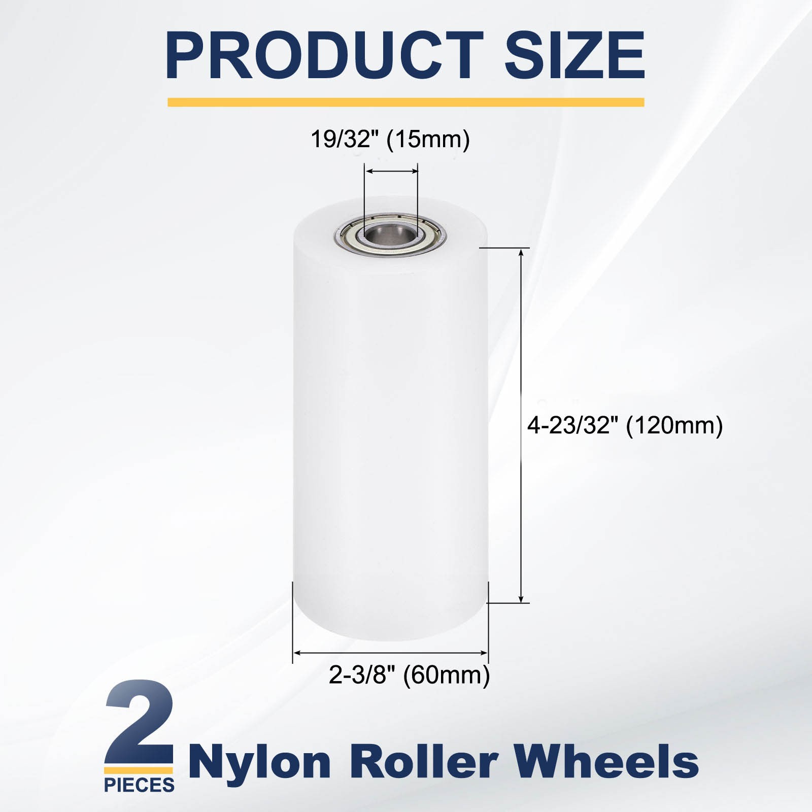 2Pcs Nylon Roller Wheel with Bearings, 19/32″x2-23/64″x4-23/32″ Nylon Pulley