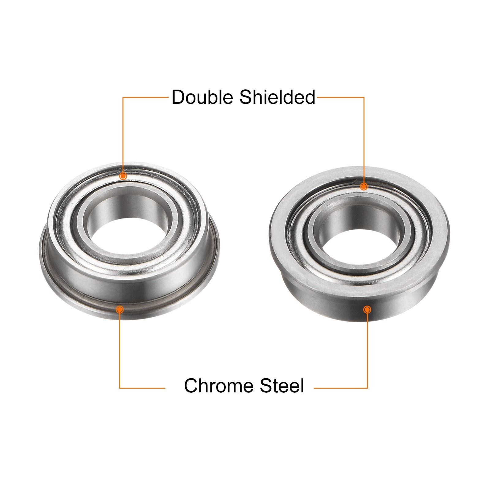 F688ZZ Flanged Ball Bearing, 4pcs 8x16x5mm ABEC1 Flange Bearings
