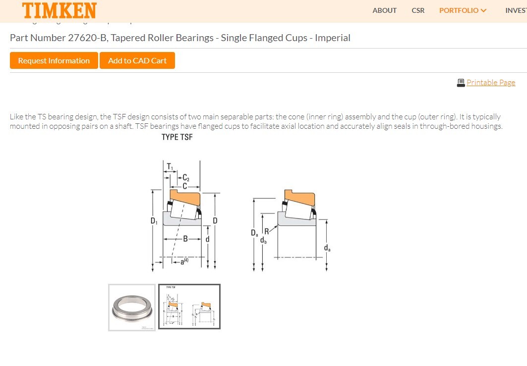 One Timken 27689 – 27620B Tapered Roller Bearing Set 3″ ID GOSS 722673-01380 NEW