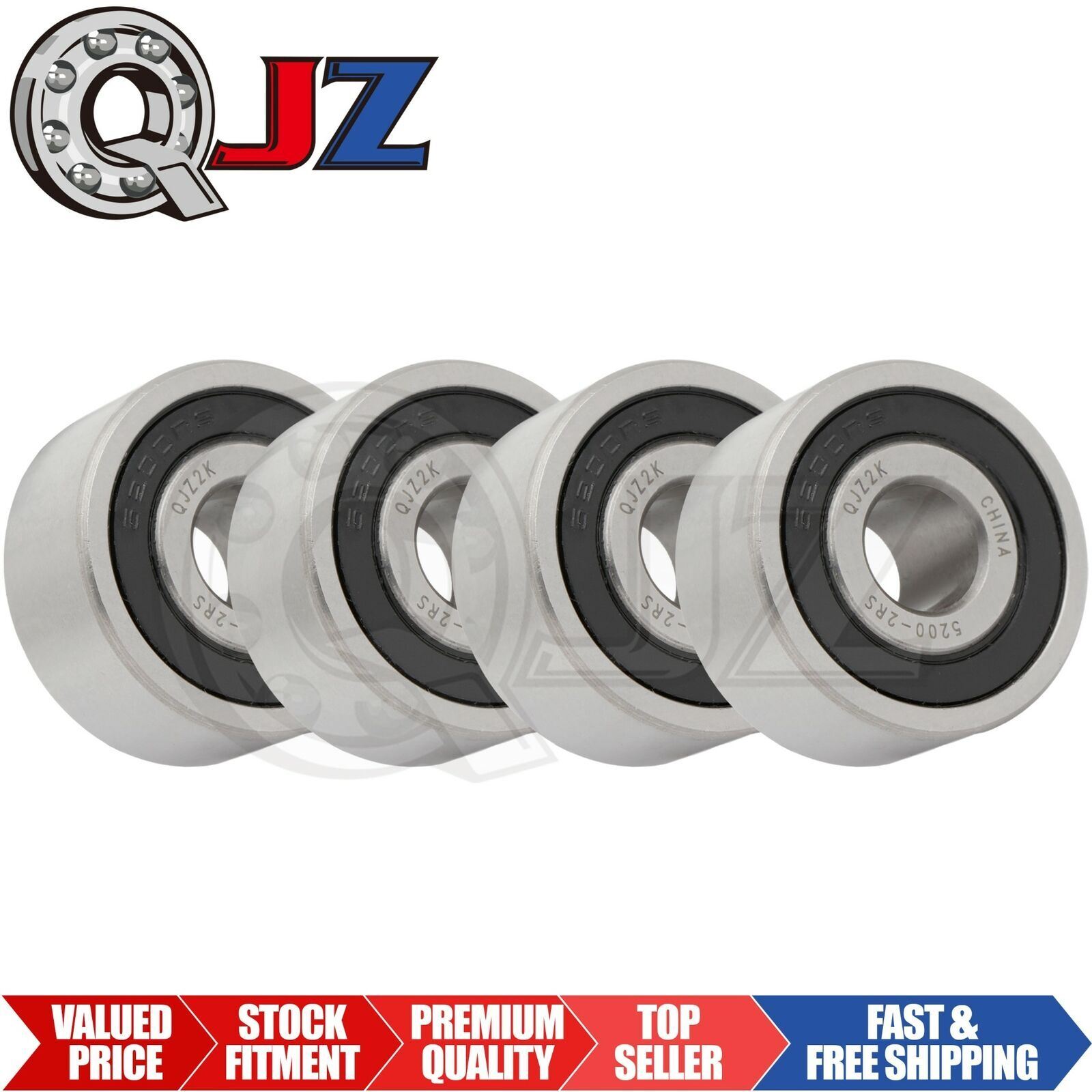 [Qty.4] 5200-2RS Angular Contact Ball Bearing [10mm Bore x 30mm OD x 14.3mm W]