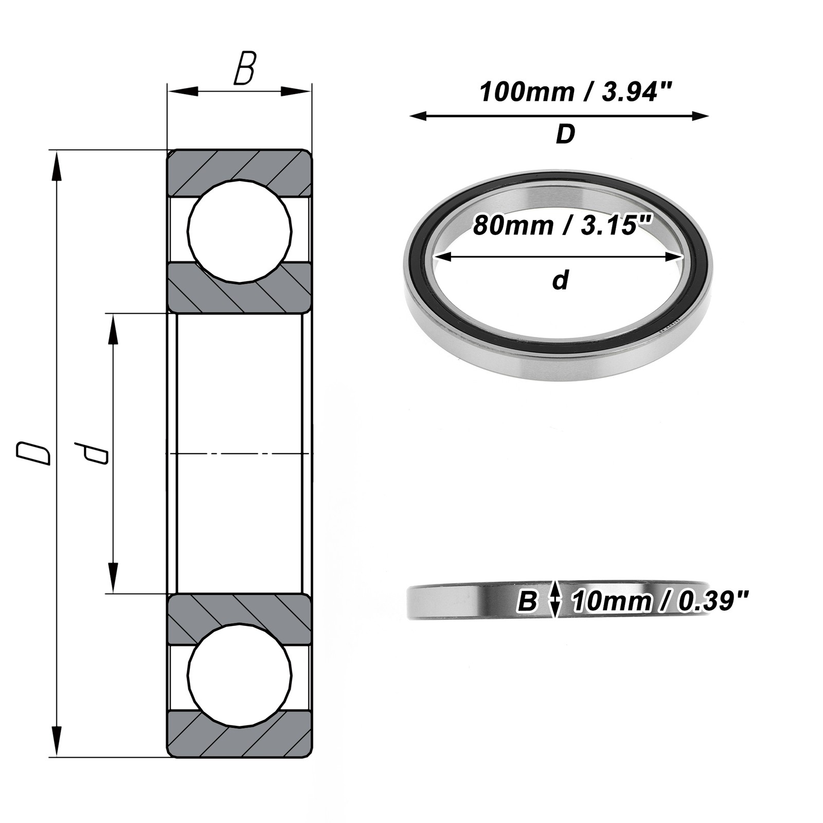 6816VV Deep Groove Ball Bearings P5 80x100x10mm 1 Pc Scooter Skateboard Wheel