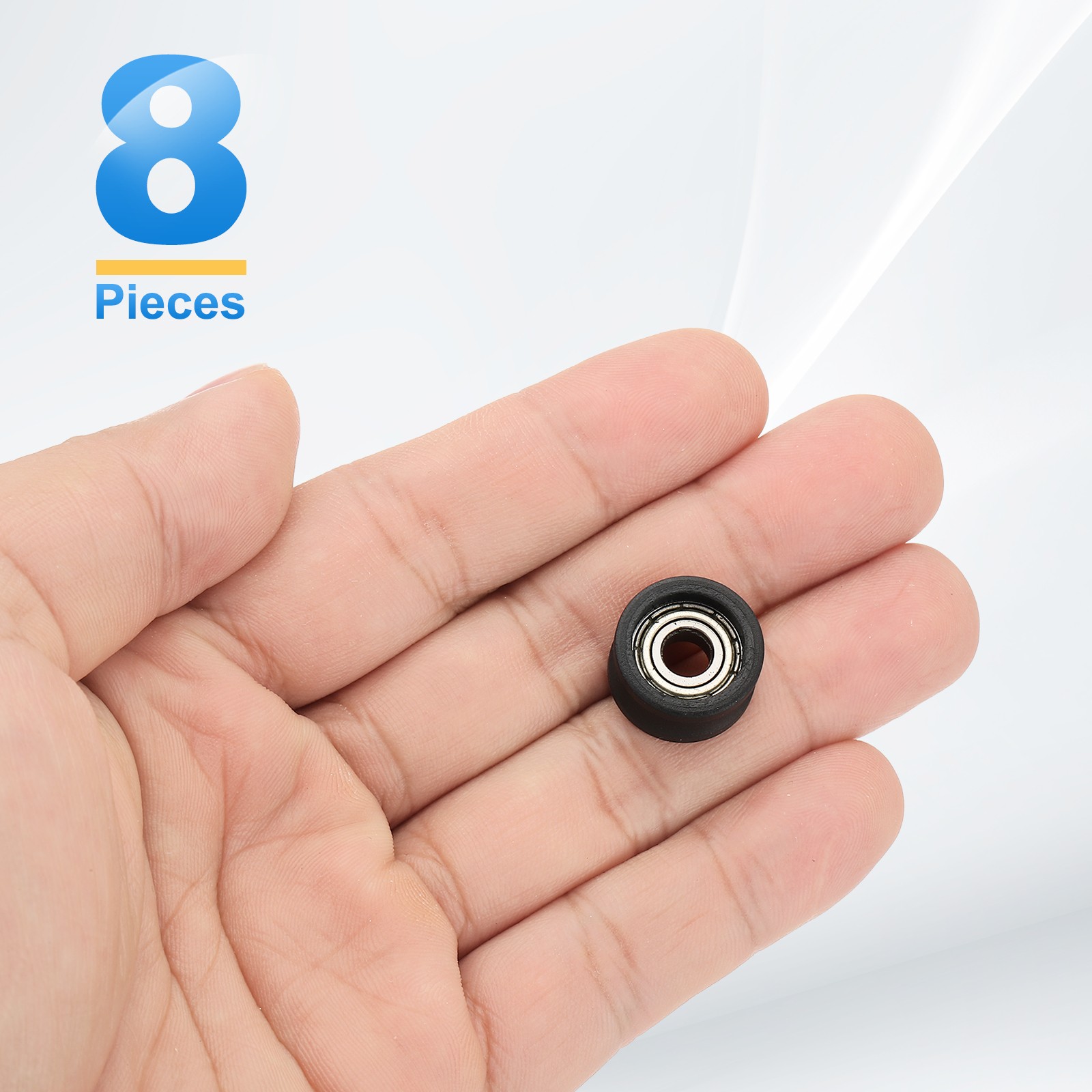 8Pcs Groove Nylon Plastic Guide Bearing 5×15.5×8.5mm Pulley Roller (Black)