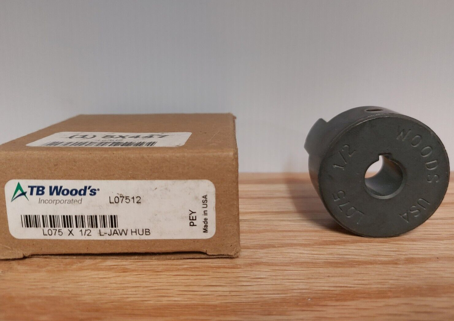 TB Wood’s L-Jaw Coupling Hub, L075 x 1/2″ Bore Diameter 1/8″ x 1/16″ Keyway Size