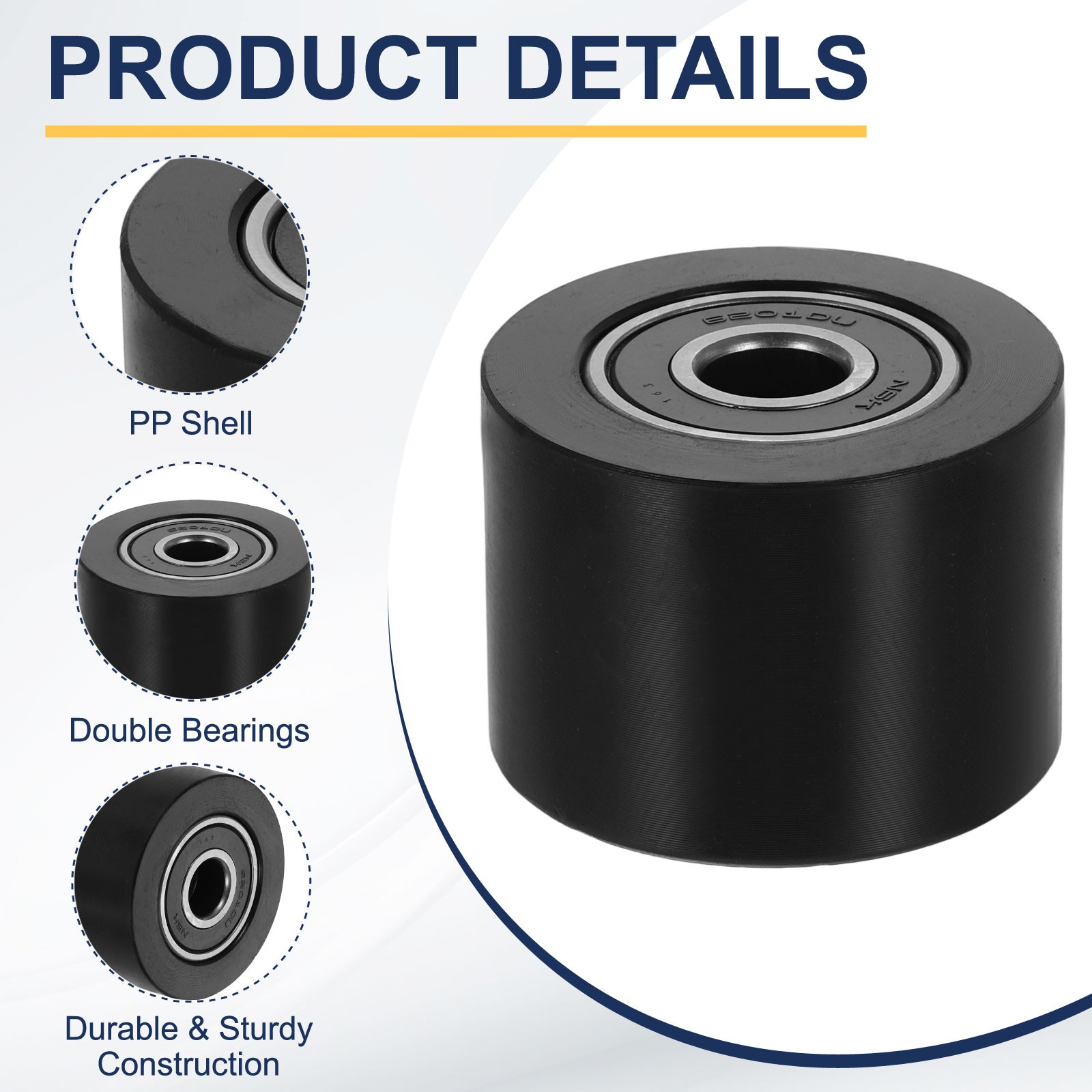 2Pcs Plastic Roller Wheel with Bearing, 15/32″x1-7/8″x1-3/8″ Bearing Pulley