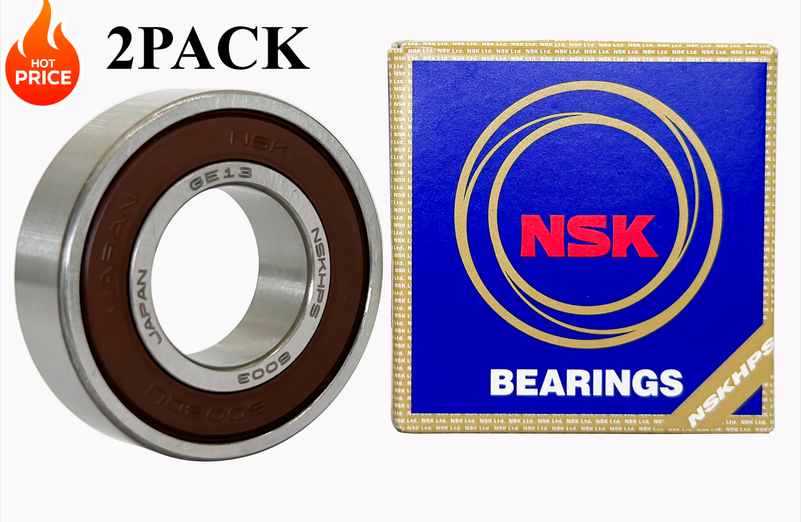 2PACK NSK 6003DDU Made in Japan 17X35X10MM Ball Bearings