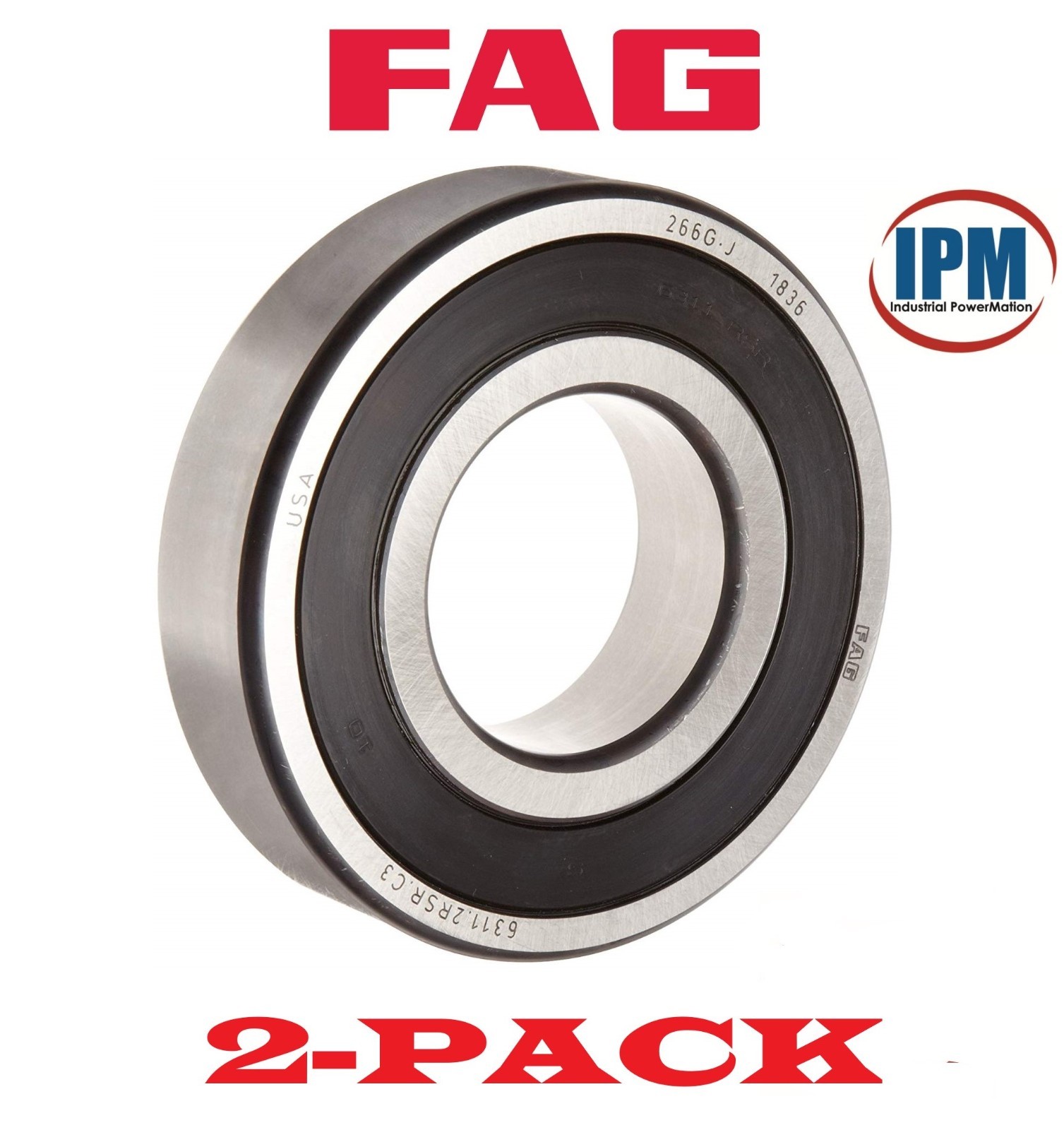 2-PACK! FAG 6200-2RSRC3 Deep Groove Ball Bearing 10x30x9mm Dual Seals 6200-2RSC