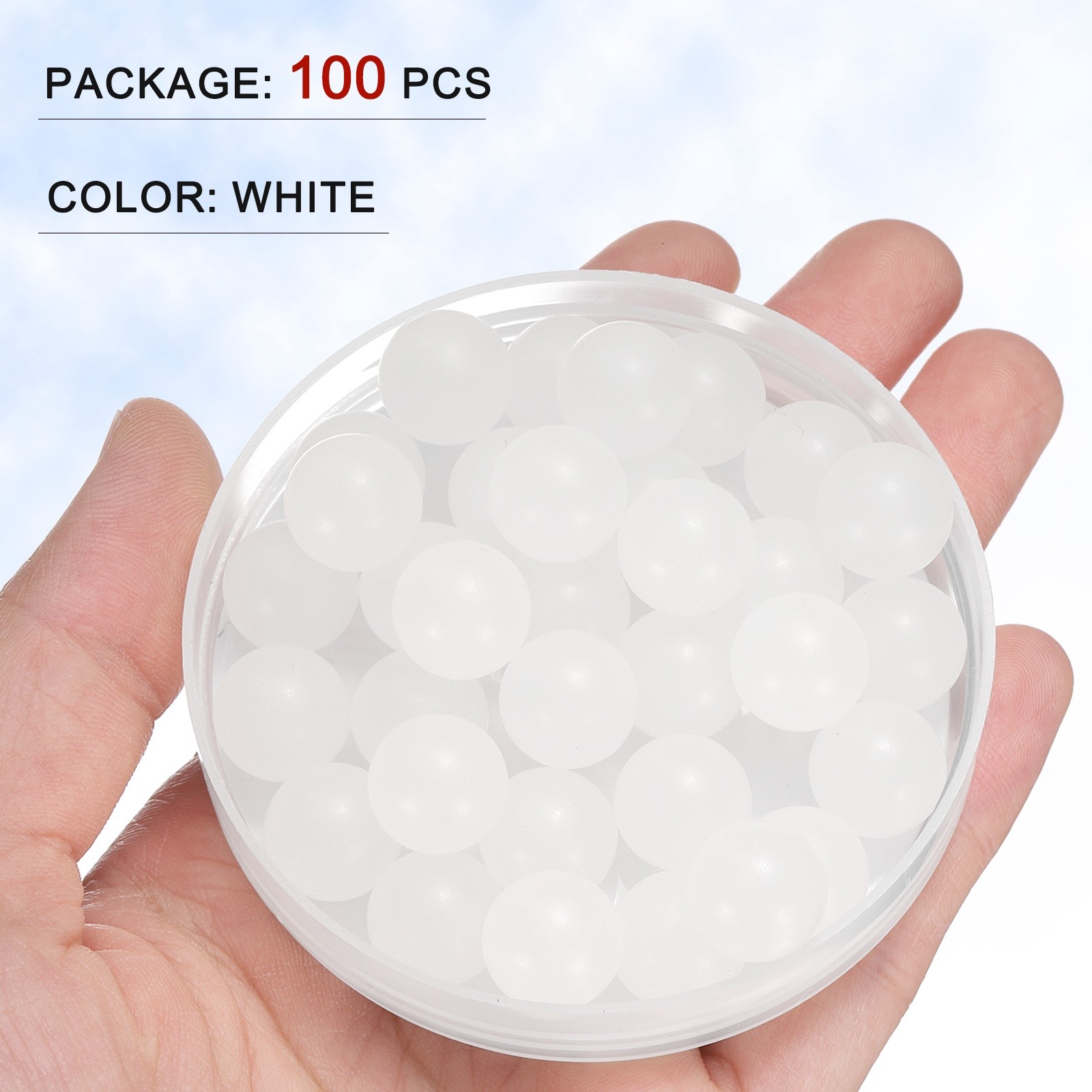 100pcs PP Plastic Bearing Balls 12mm Solid Plastic Balls G2 Precision White