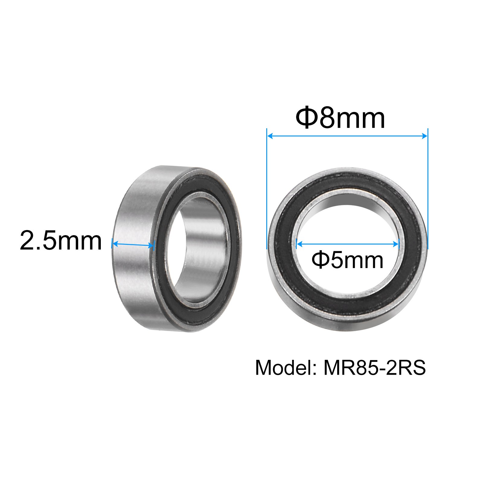 20pcs MR85-2RS Bearings 5x8x2.5mm Chrome Steel Mini Bearing Double Sealed ABEC3