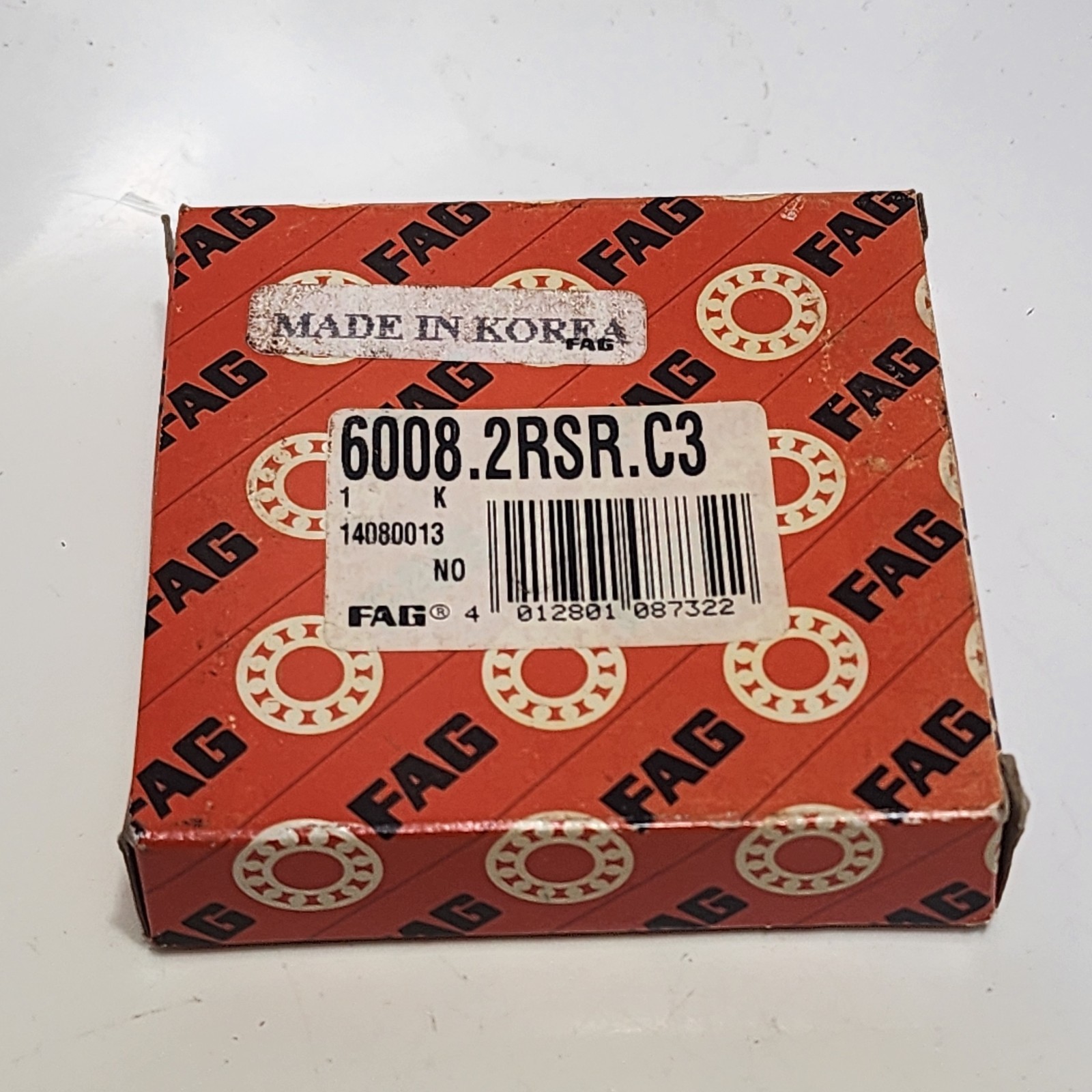2pcs) 6008 2RS C3 / 6008 2RSR C3 FAG Radial/Deep Groove Ball Bearing 40x68x15mm