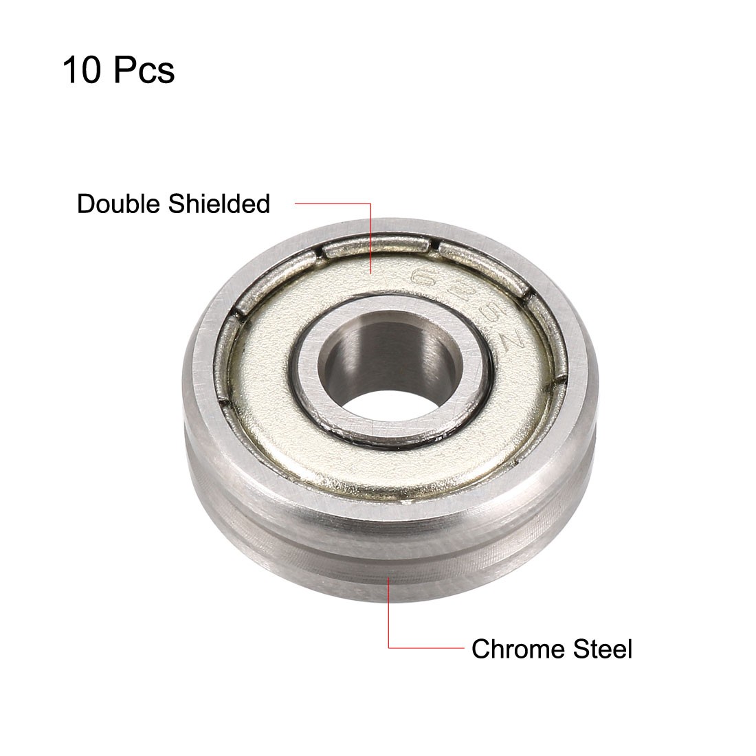 10pcs V625ZZ V Groove Guide Ball Bearings Double Shielded GCr15 Bearings