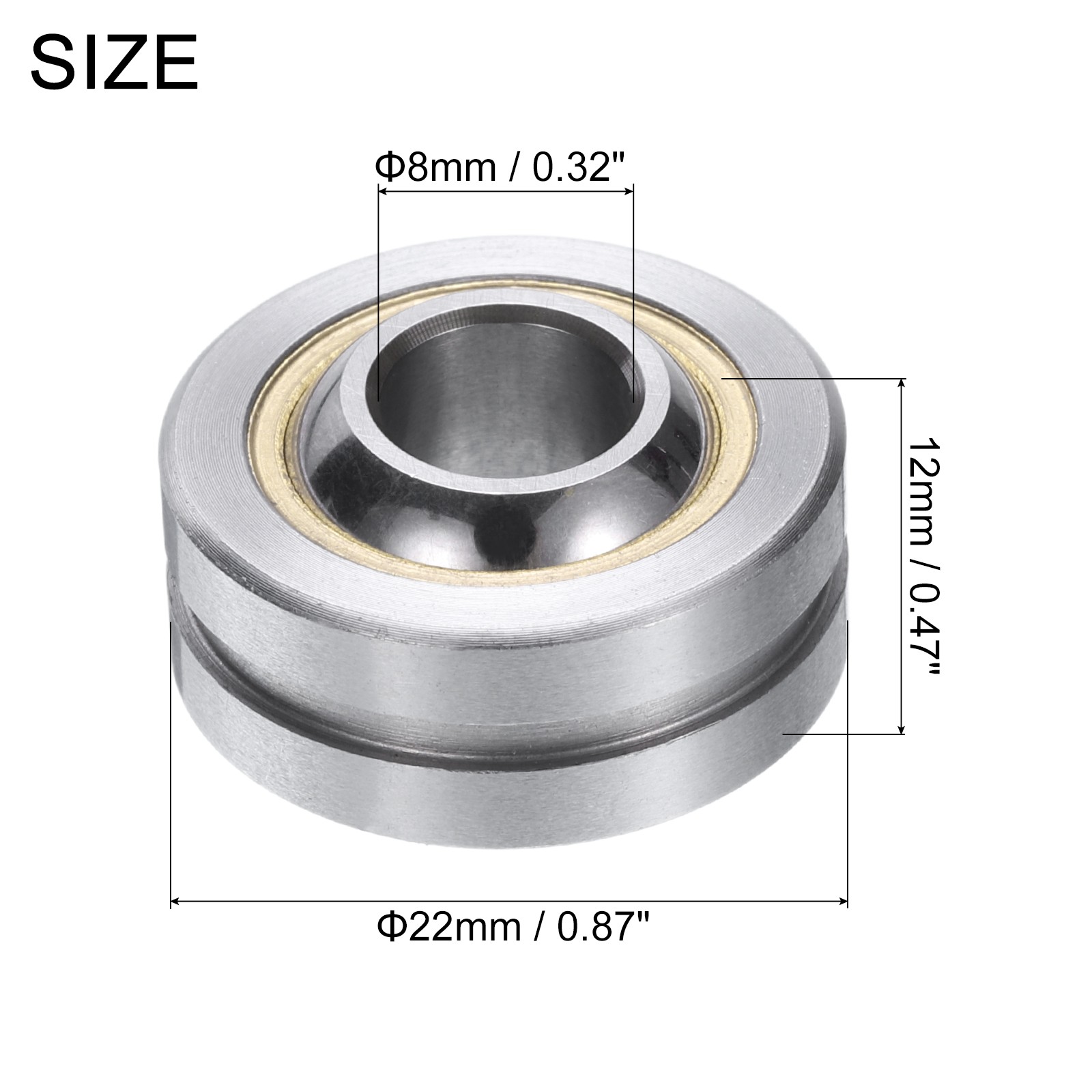8x22x12mm GEBK8S Steel Spherical Plain Bearing INDUSTRIAL Radial Bearing