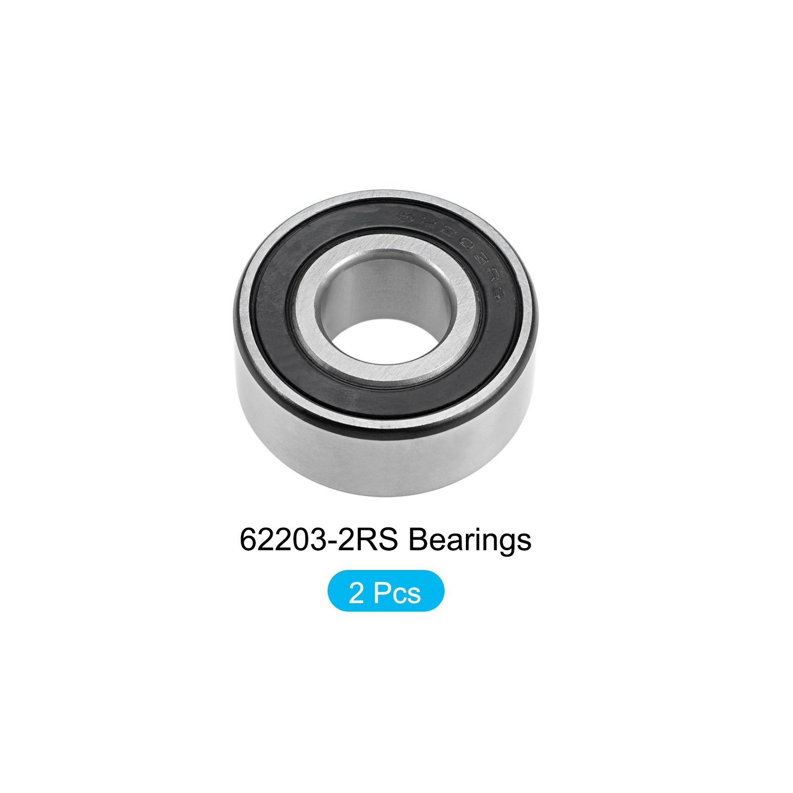 Deep Groove Ball Bearings 62203-2RS 17x40x16mm 2Pcs Chromium Steel Double Sealed