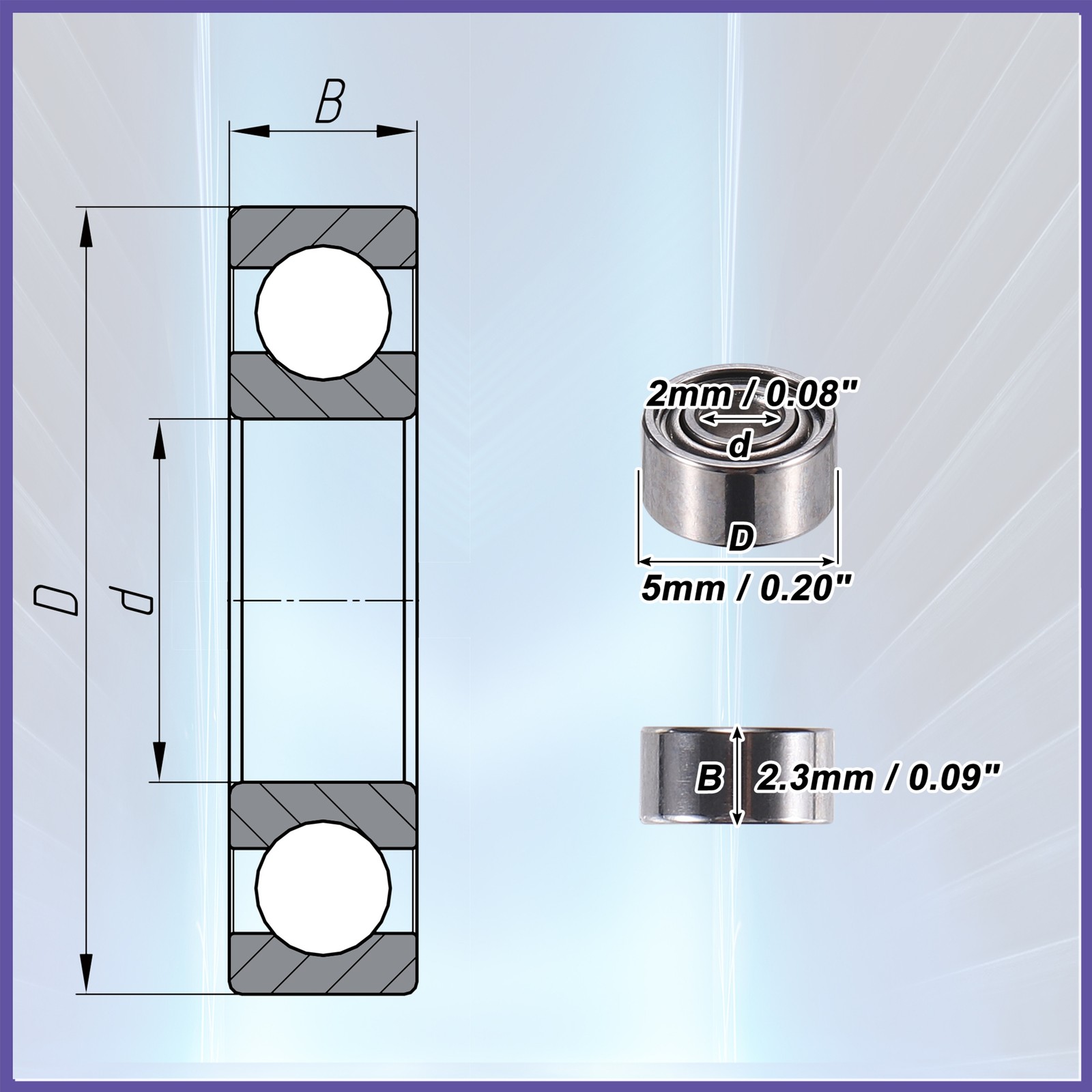 20 Pcs 682ZZ 2x5x2.3mm Double Metal Shield Single Row Deep Groove Ball Bearings