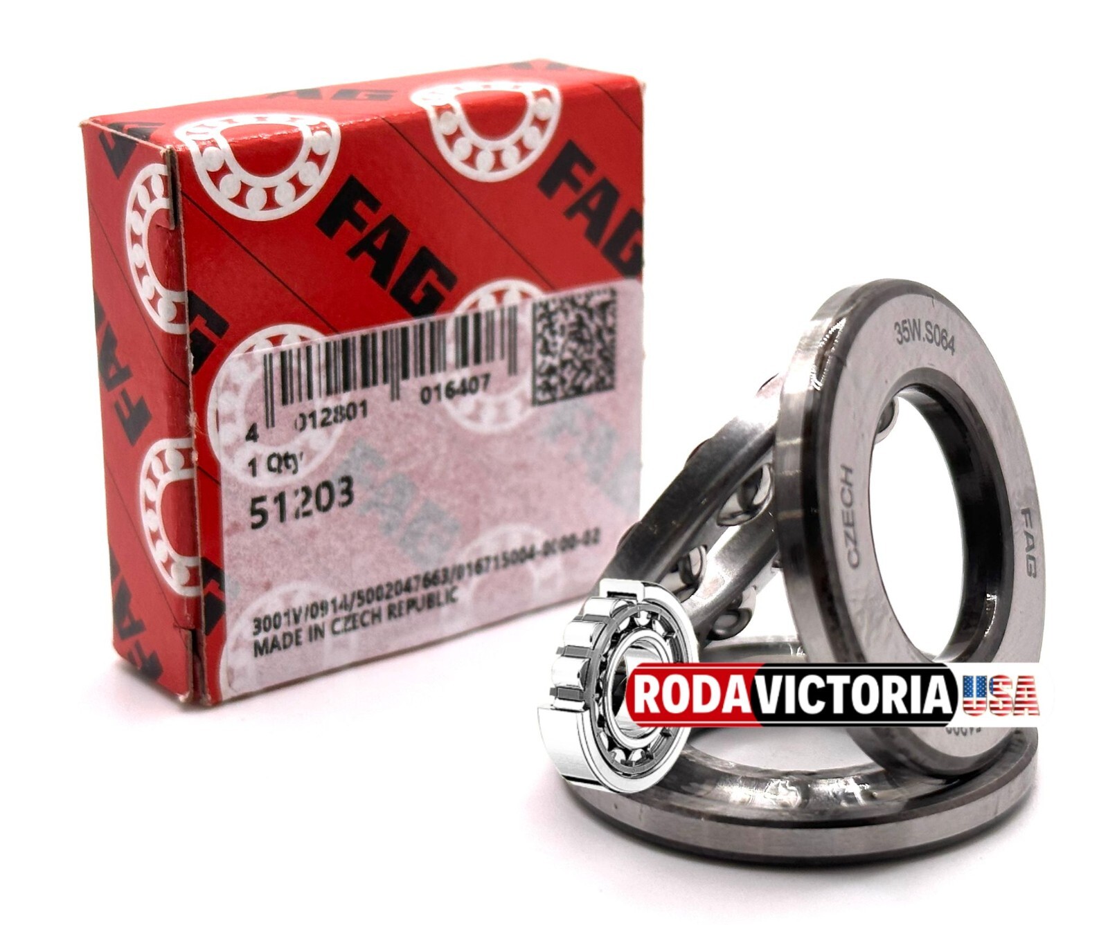 FAG 51203 Thrust Ball Bearings 17x35x12mm.