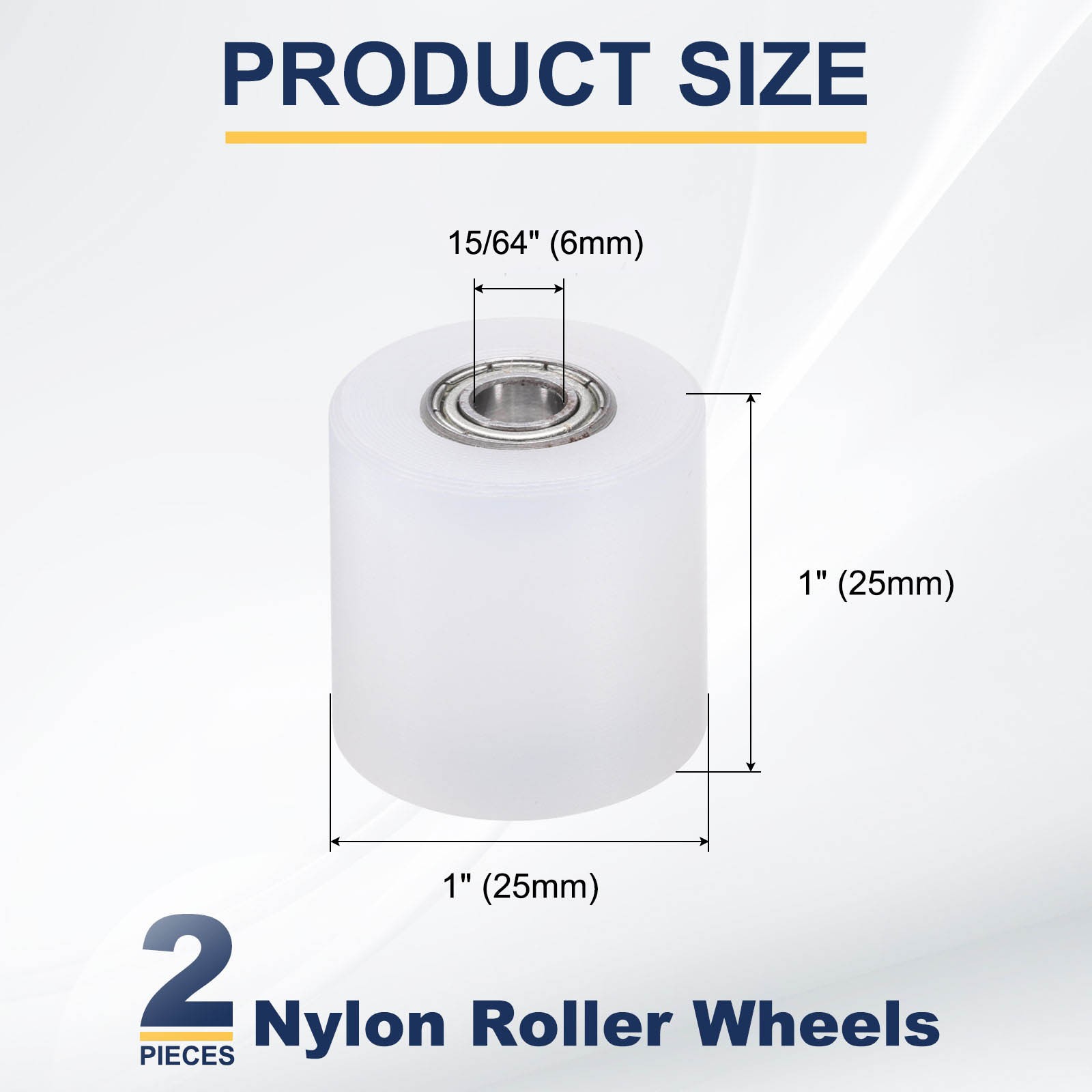2Pcs Nylon Roller Wheel with Bearings 1/4″x1″x1″ Nylon Pulley