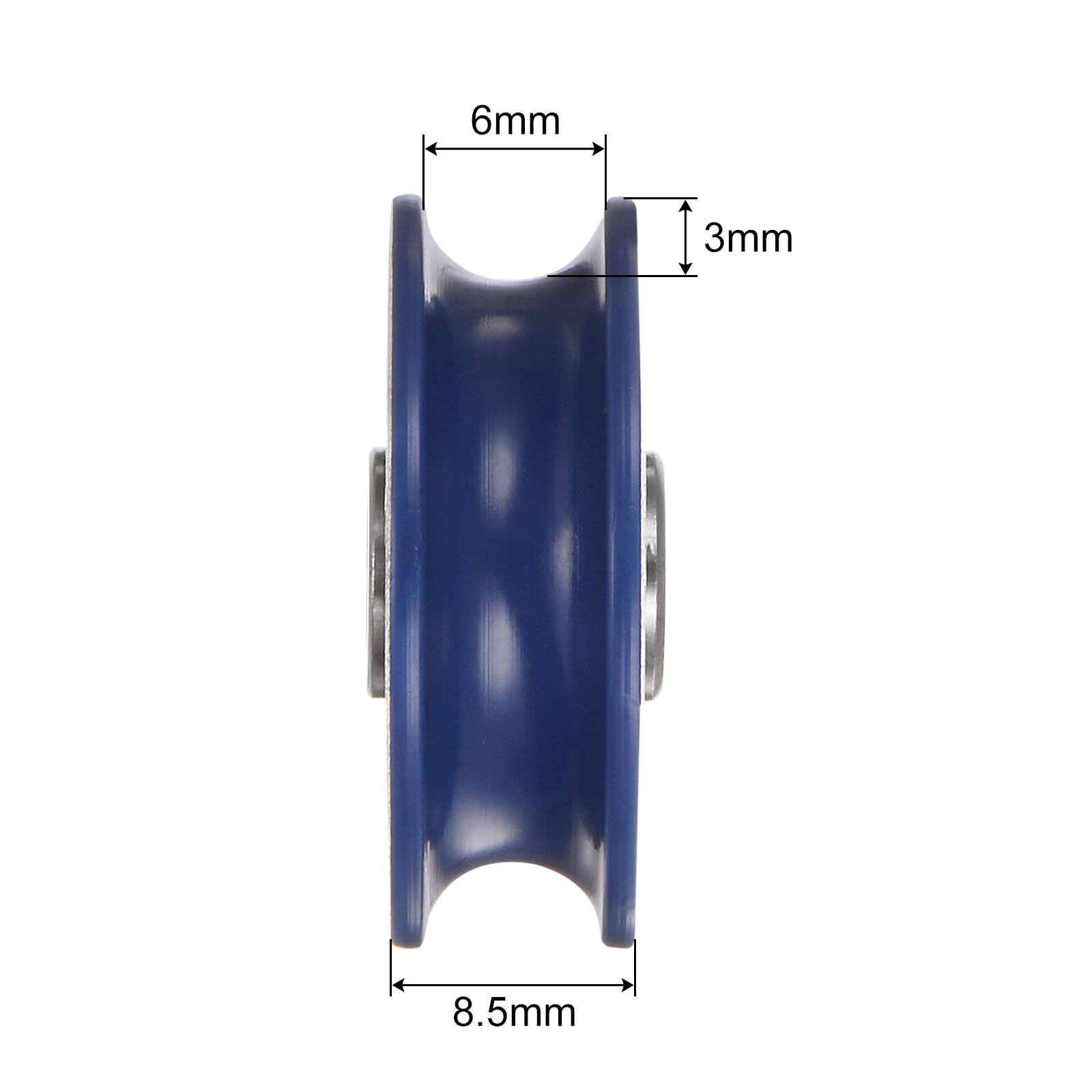 12pcs U Type Groove Pulley Nylon Guide Rolling Bearing 5×25.5×8.5mm Blue