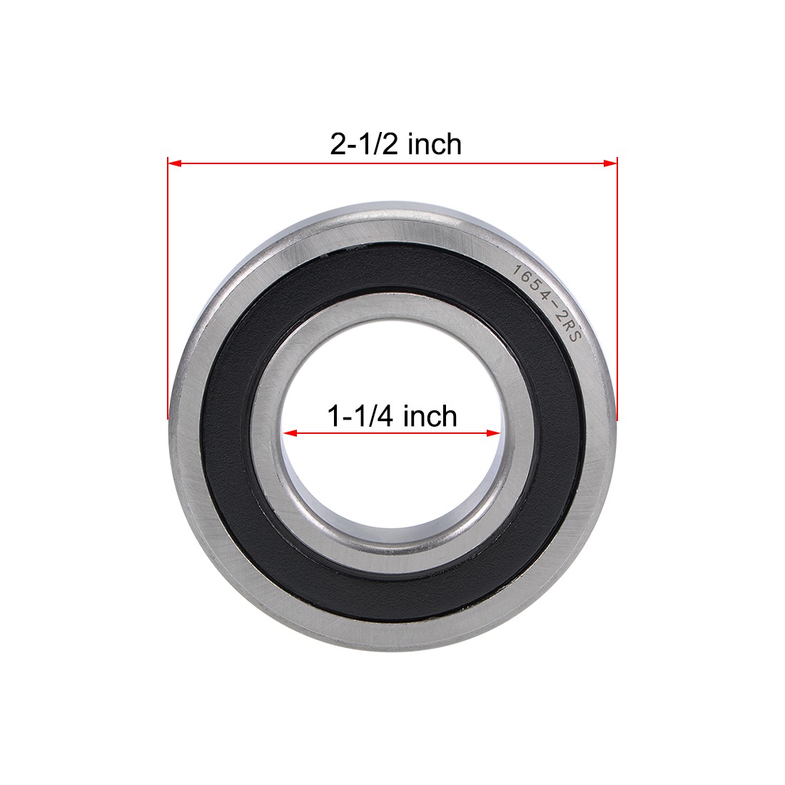 1654-2RS Ball Bearings Z2 1-1/4×2-1/2×5/8 inch Double Sealed Chrome Steel 2pcs