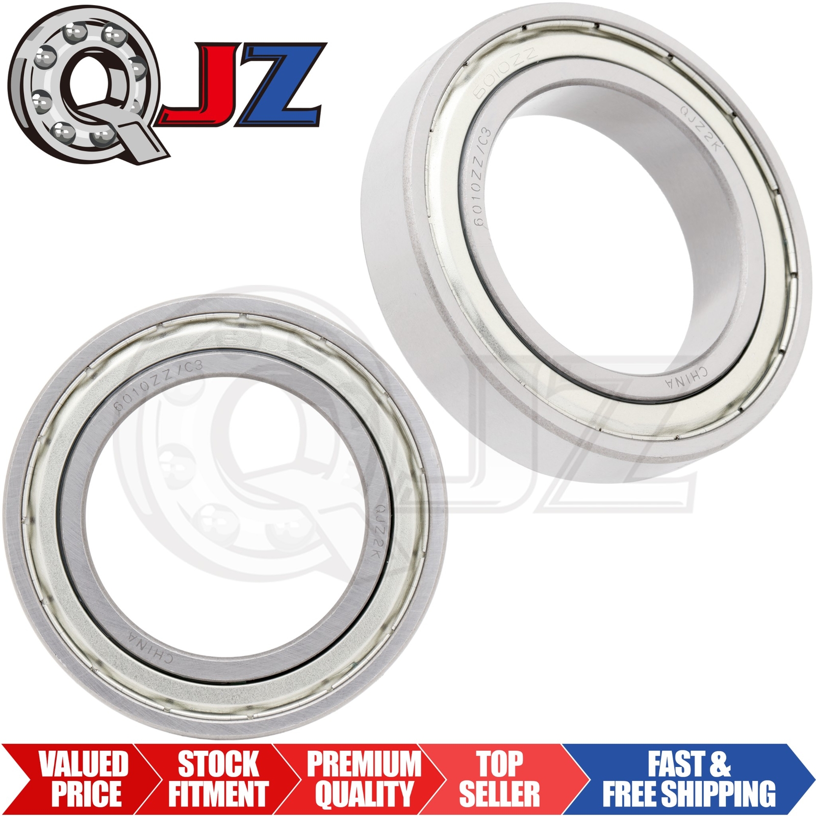 [Qty.2] New 6010-ZZ Radial/Deep Groove Ball Bearing [50mm ID x 80mm OD x 16mm W]