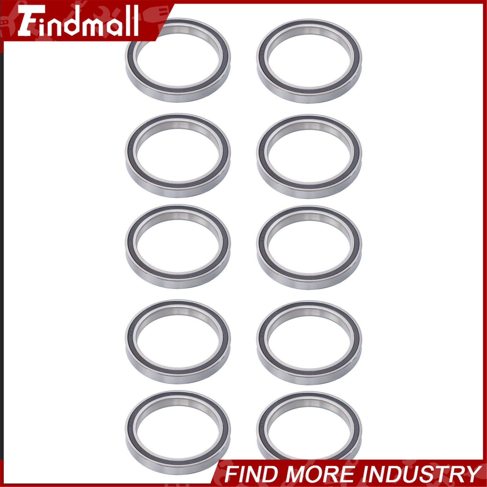 Findmall 6809-2RS 61809-2RS Bearings 10pcs 45x58x7mm Rubber Sealed Set