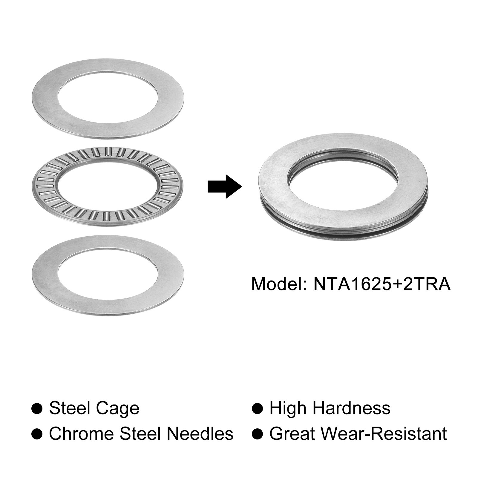 10pcs NTA1625 Thrust Needle Roller Bearings 1″x1-9/16″x5/64″ with Washers