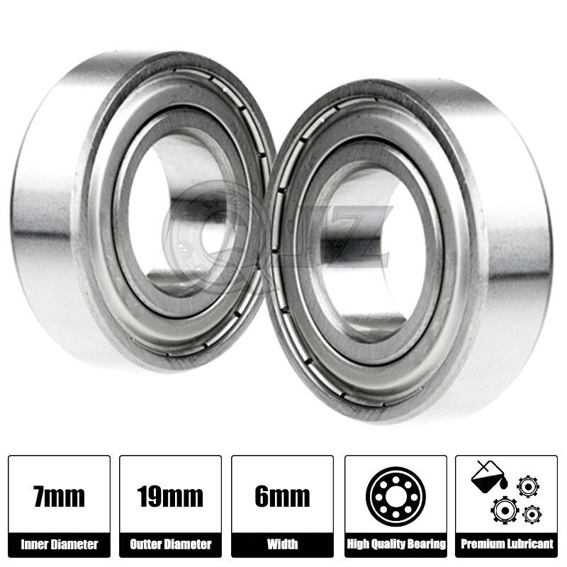 [Qty.2] 607-ZZ Miniature Radial/Deep Groove Bearing [7mm ID x 19mm OD x 6mm W]