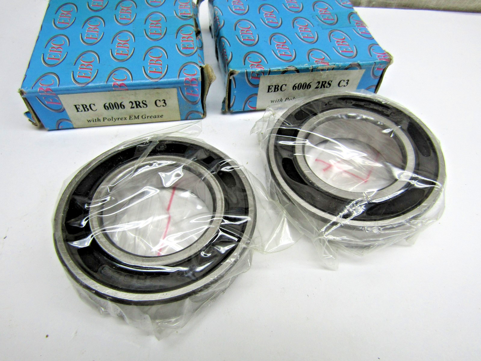 (Lot of 2) EBC 6006-2RS C3 30mm X 55mm X 13mm Sealed Bearing