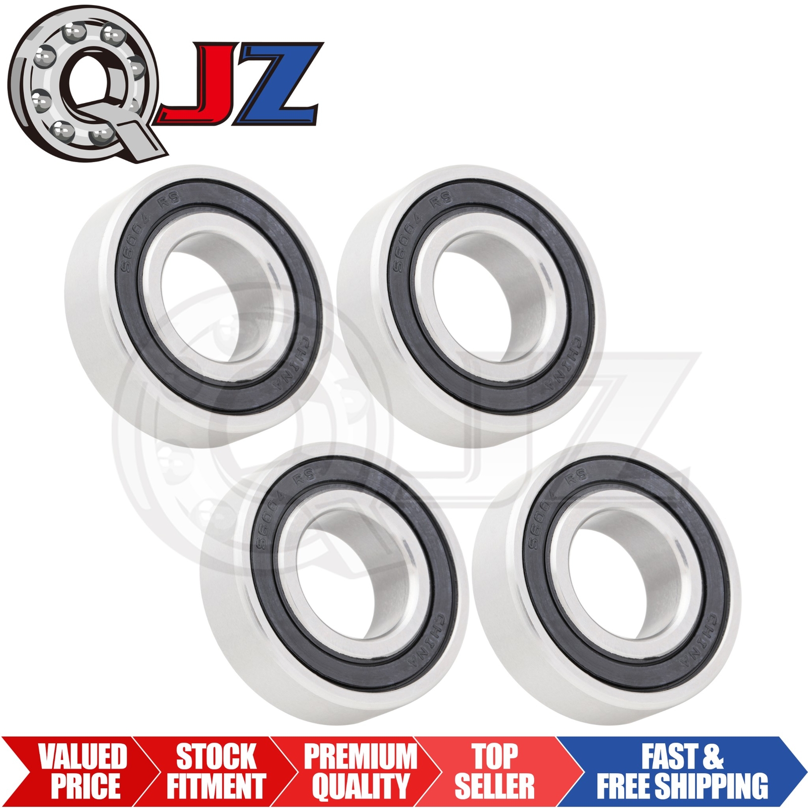 [Qty.4] New S6004-2RS Stainless Radial Ball Bearing [20mm ID x 42mm ID x 12mm W]