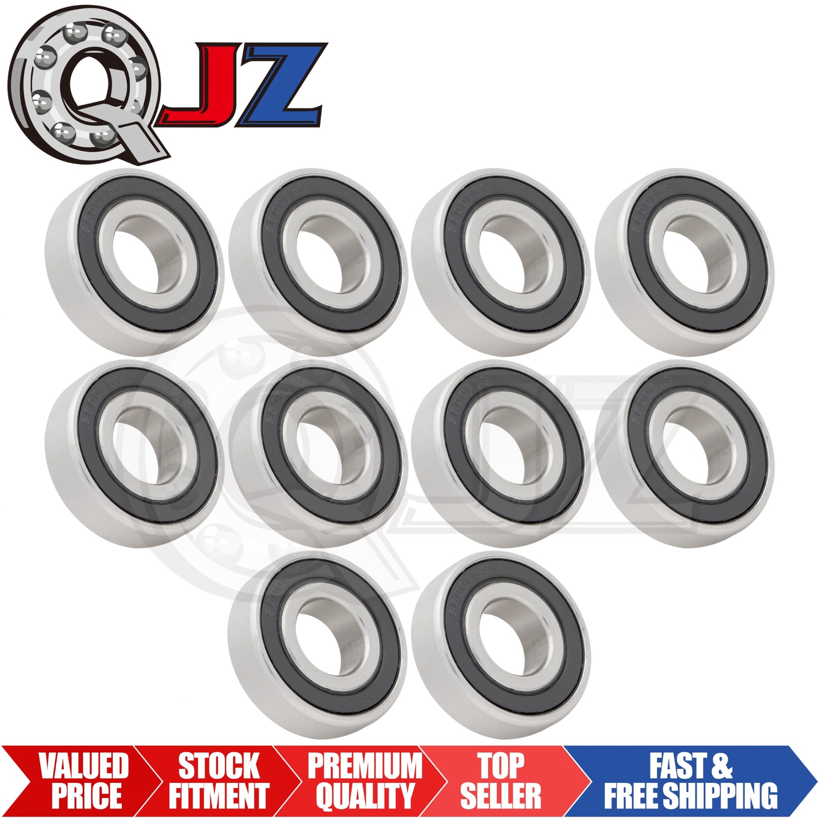 [Qty.10] New S6001-2RS Stainless Deep Groove Bearing [12mm ID x 28mm OD x 8mm W]