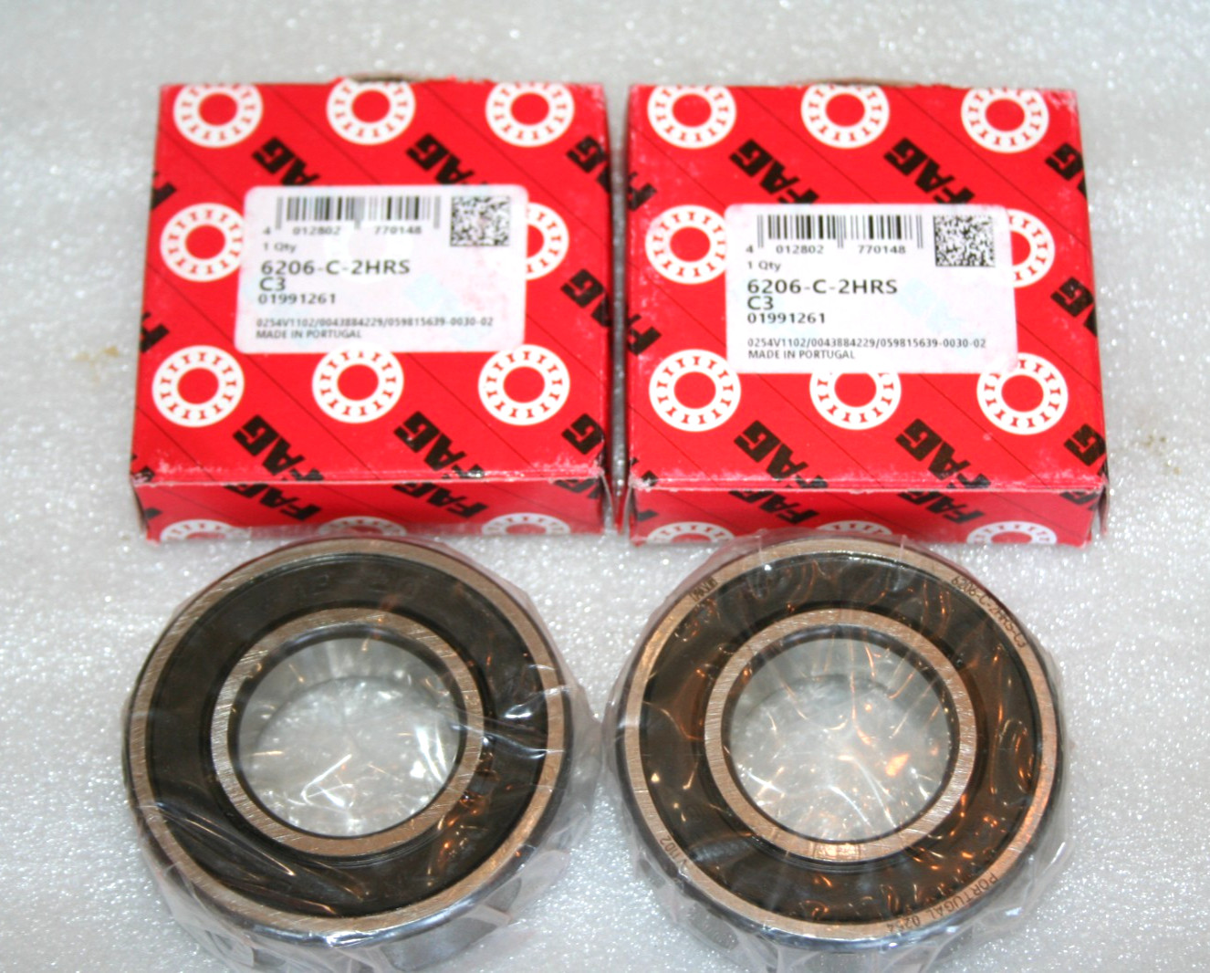 (Lot of 2) FAG 6206-C-2HRS-C3 Sealed Deep Groove Ball Bearings * NEW *