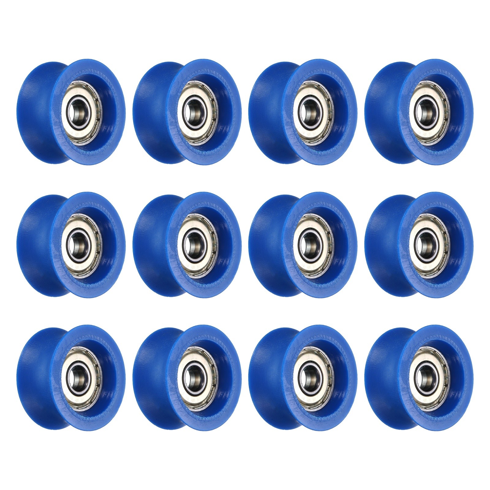 12Pcs, Groove Plastic Guide Bearing 6×28.5x14mm Pulley Roller(Blue)