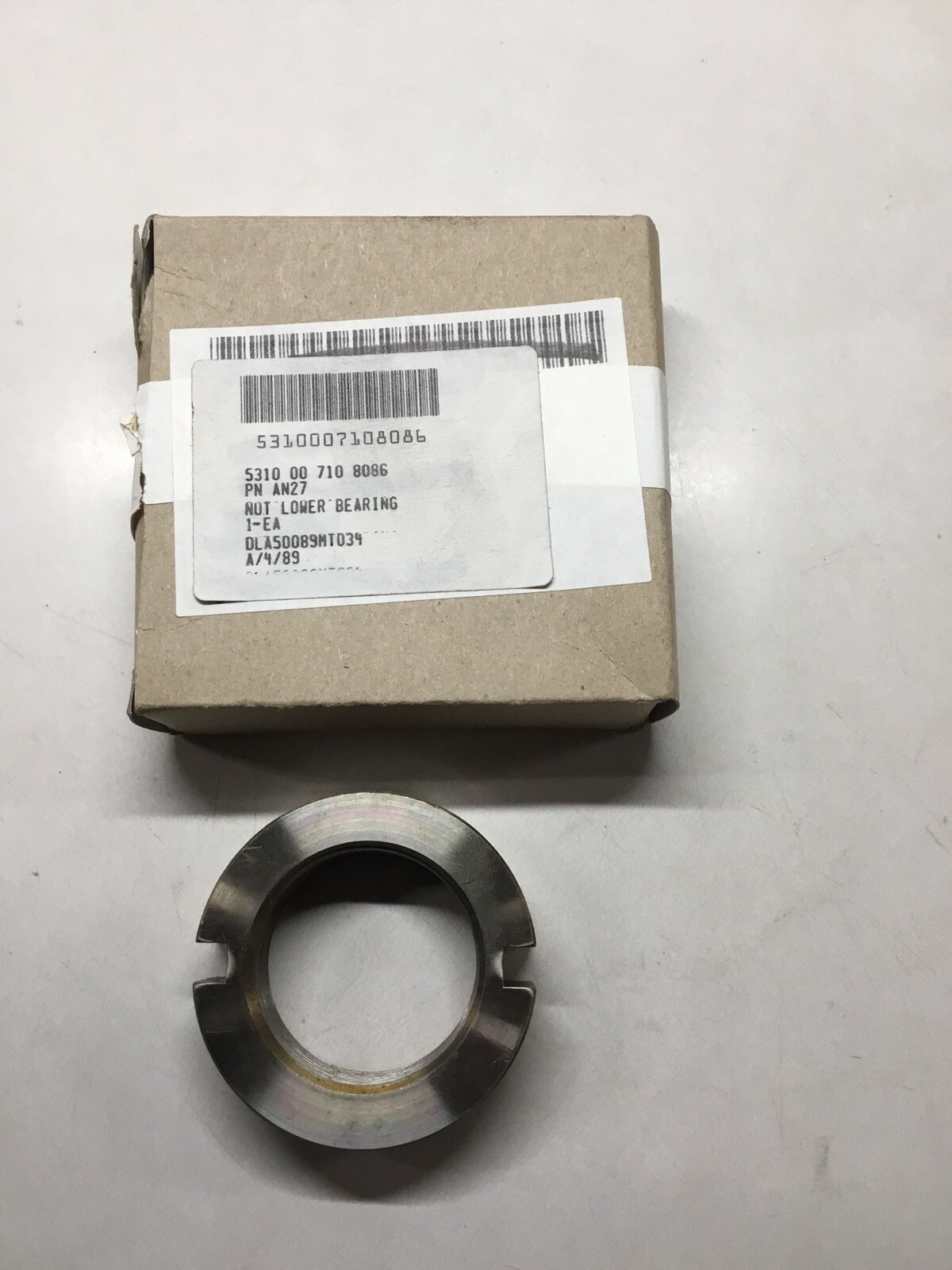  AN27 Lower Bearing Nut Threaded AN-27, New Surplus, NSN 5310-00-710-8086