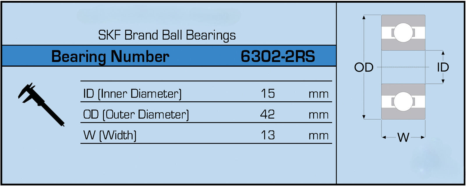 NEW 6302-2RS C3 SKF Brand Rubber Seal Ball Bearing 6302 2RS 6302RS 15x42x13mm